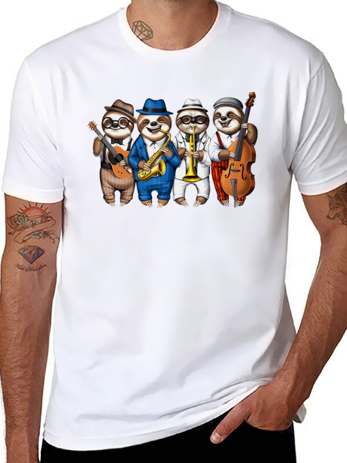 Sloth Jazz Band Graphic Tee - Fun & Unique!