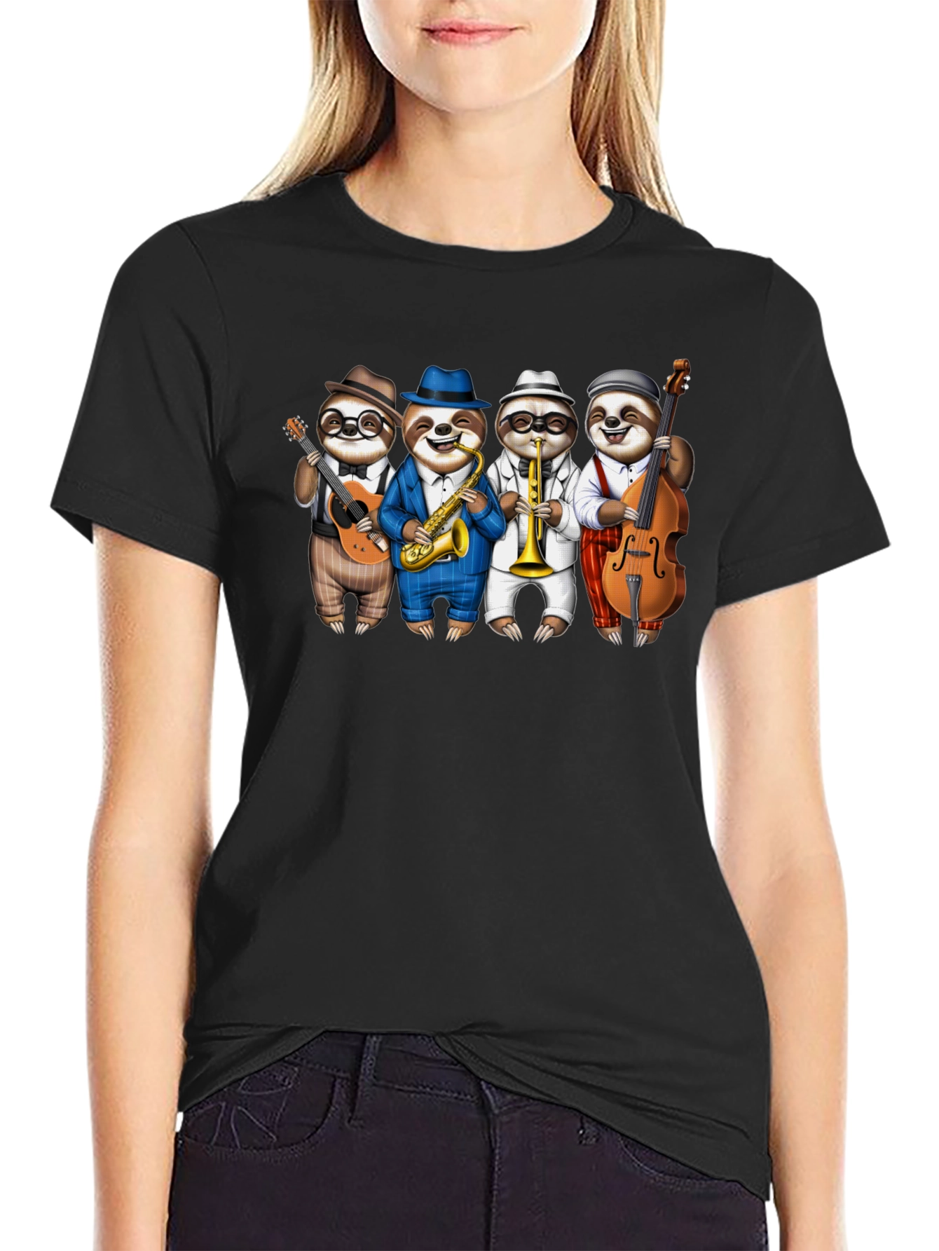 Sloth Jazz Band Graphic Tee - Fun & Unique!