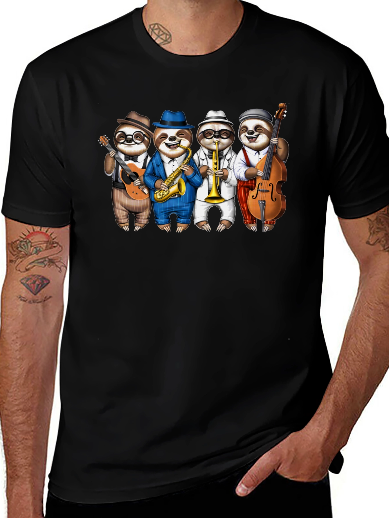 Sloth Jazz Band Graphic Tee - Fun & Unique!