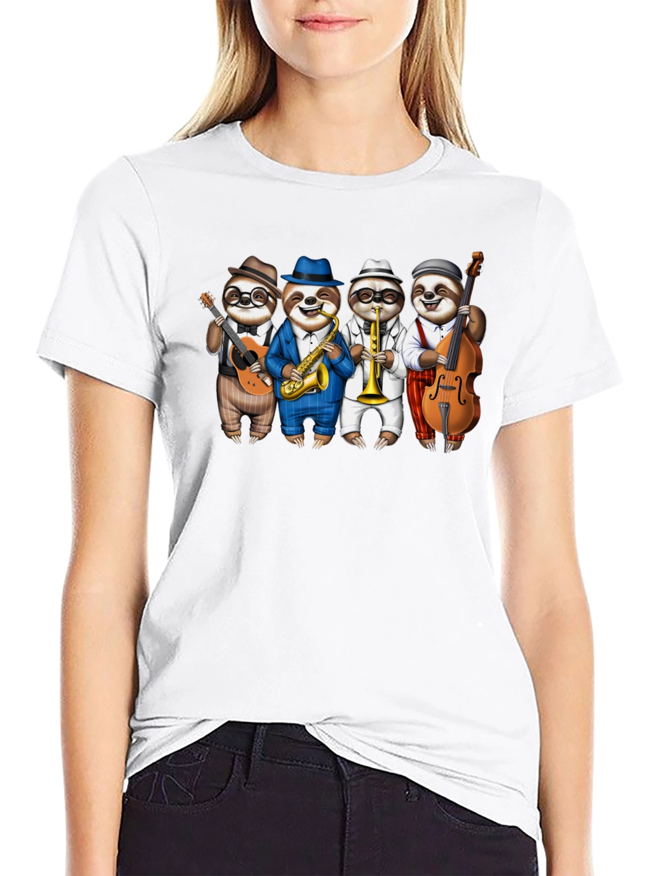 Sloth Jazz Band Graphic Tee - Fun & Unique!