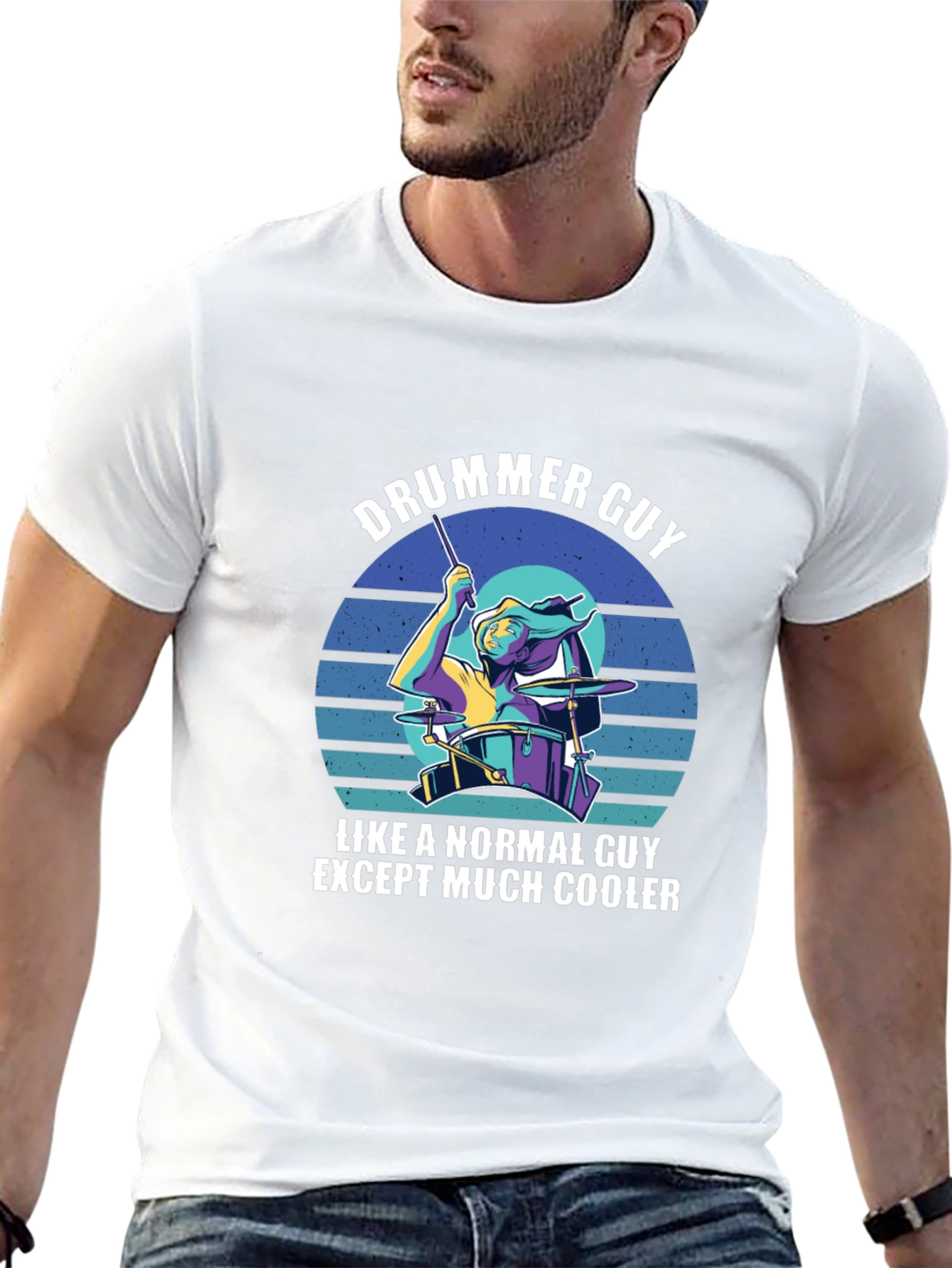 Drummer Guy Graphic T-Shirt - Cool Musician Tee