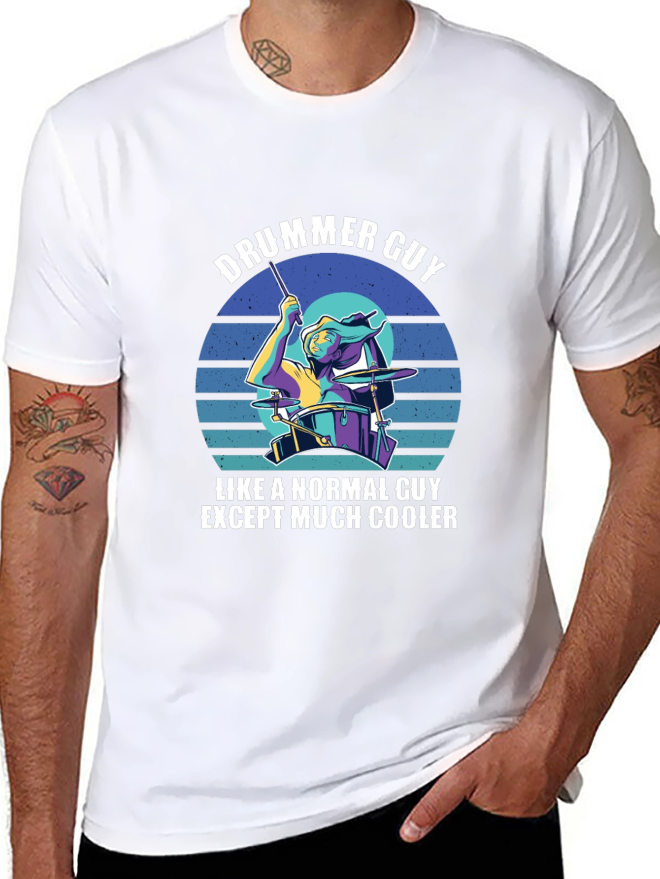 Drummer Guy Graphic T-Shirt - Cool Musician Tee