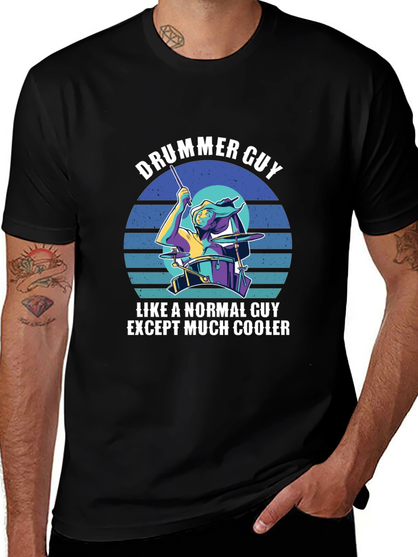 Drummer Guy Graphic T-Shirt - Cool Musician Tee