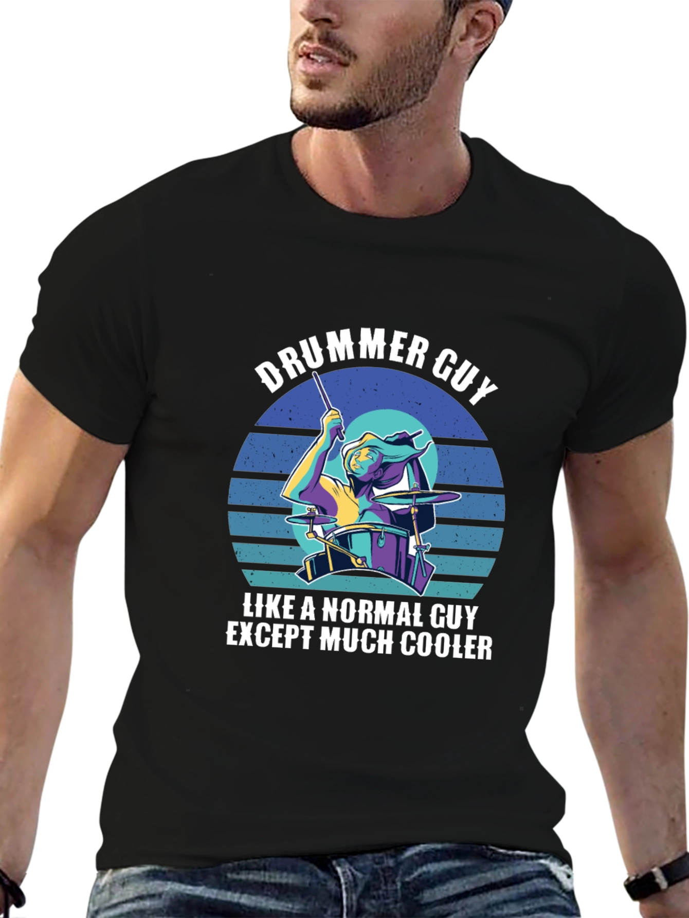 Drummer Guy Graphic T-Shirt - Cool Musician Tee