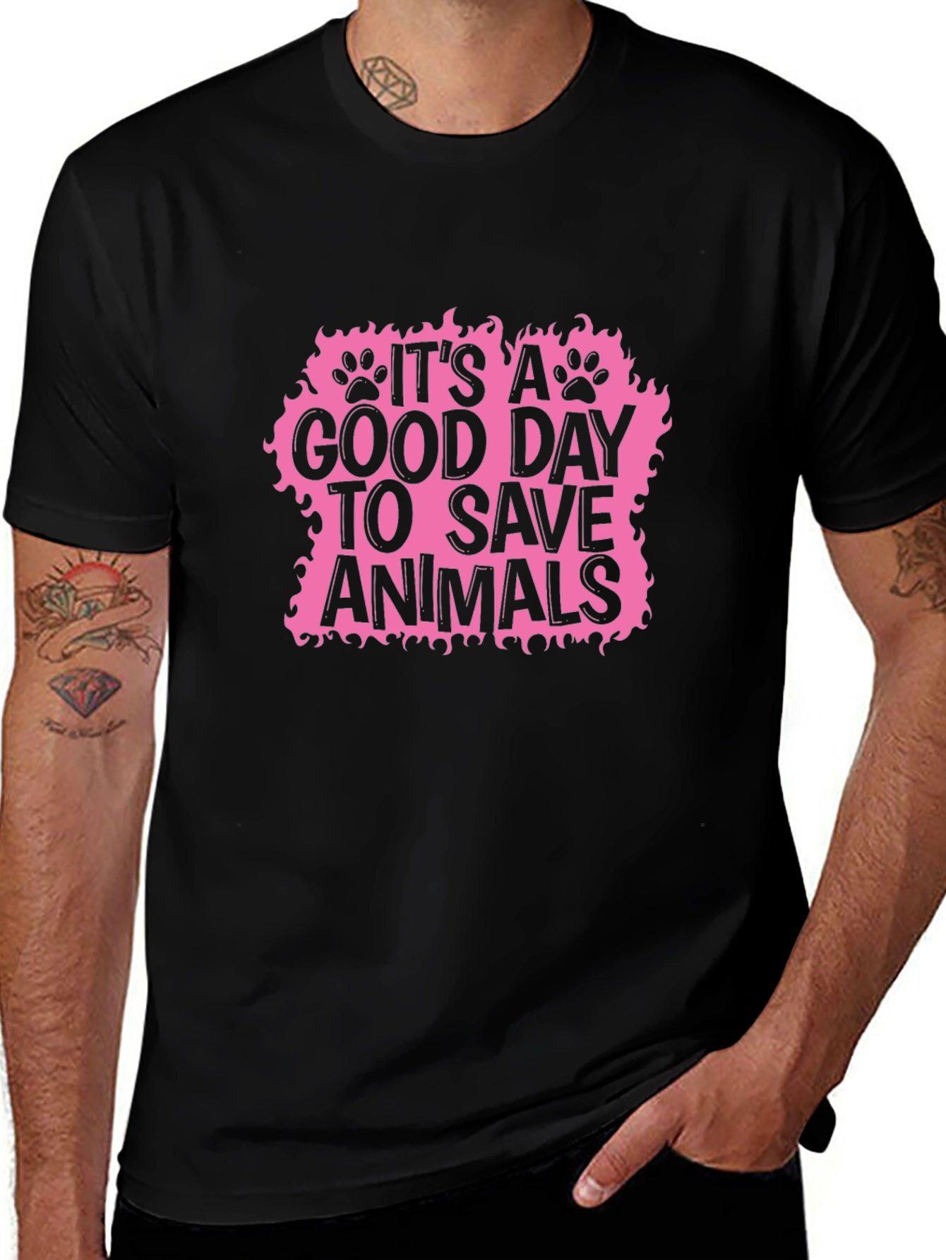 Save Animals Graphic Tee - Black