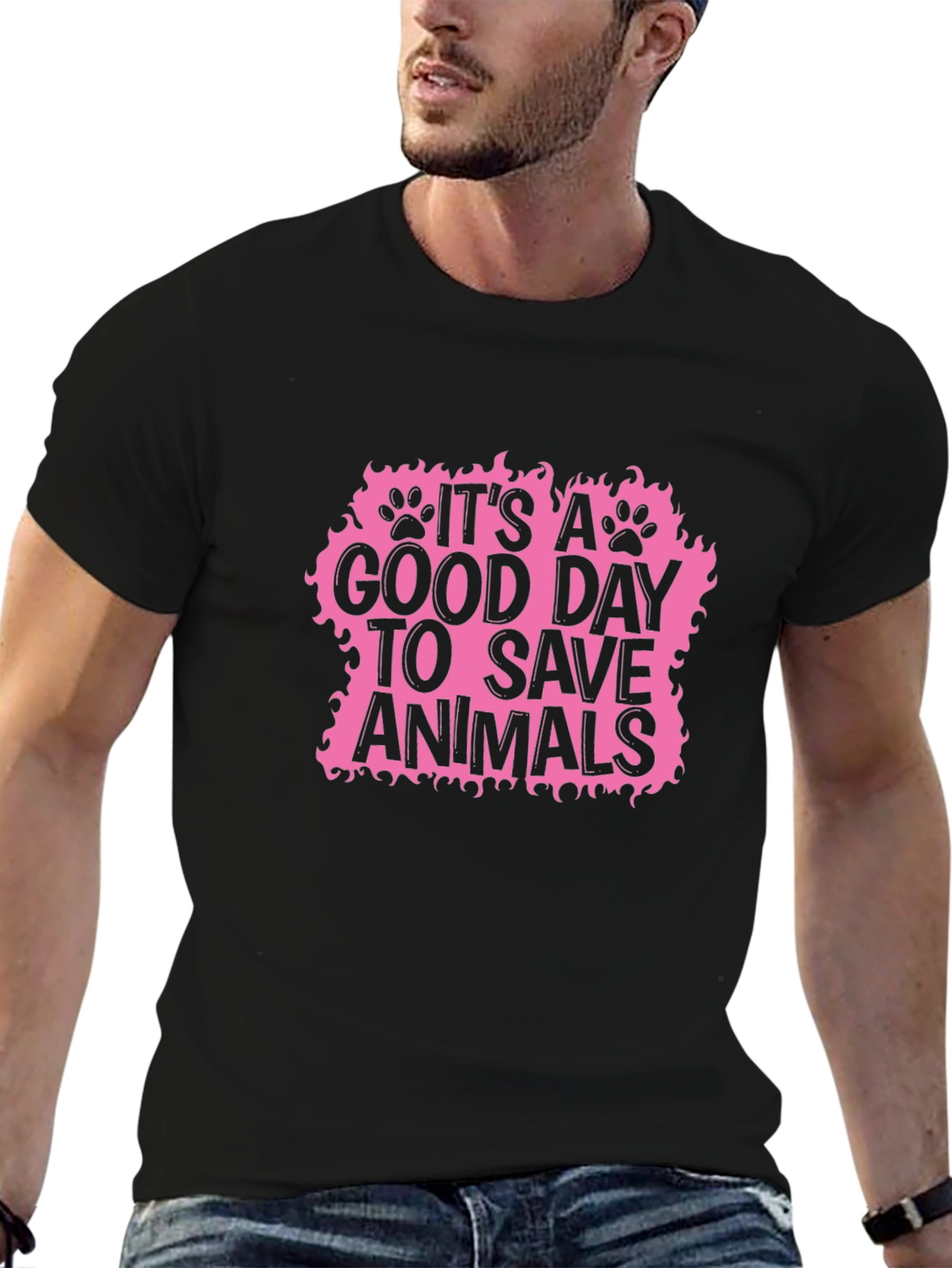 Save Animals Graphic Tee - Black