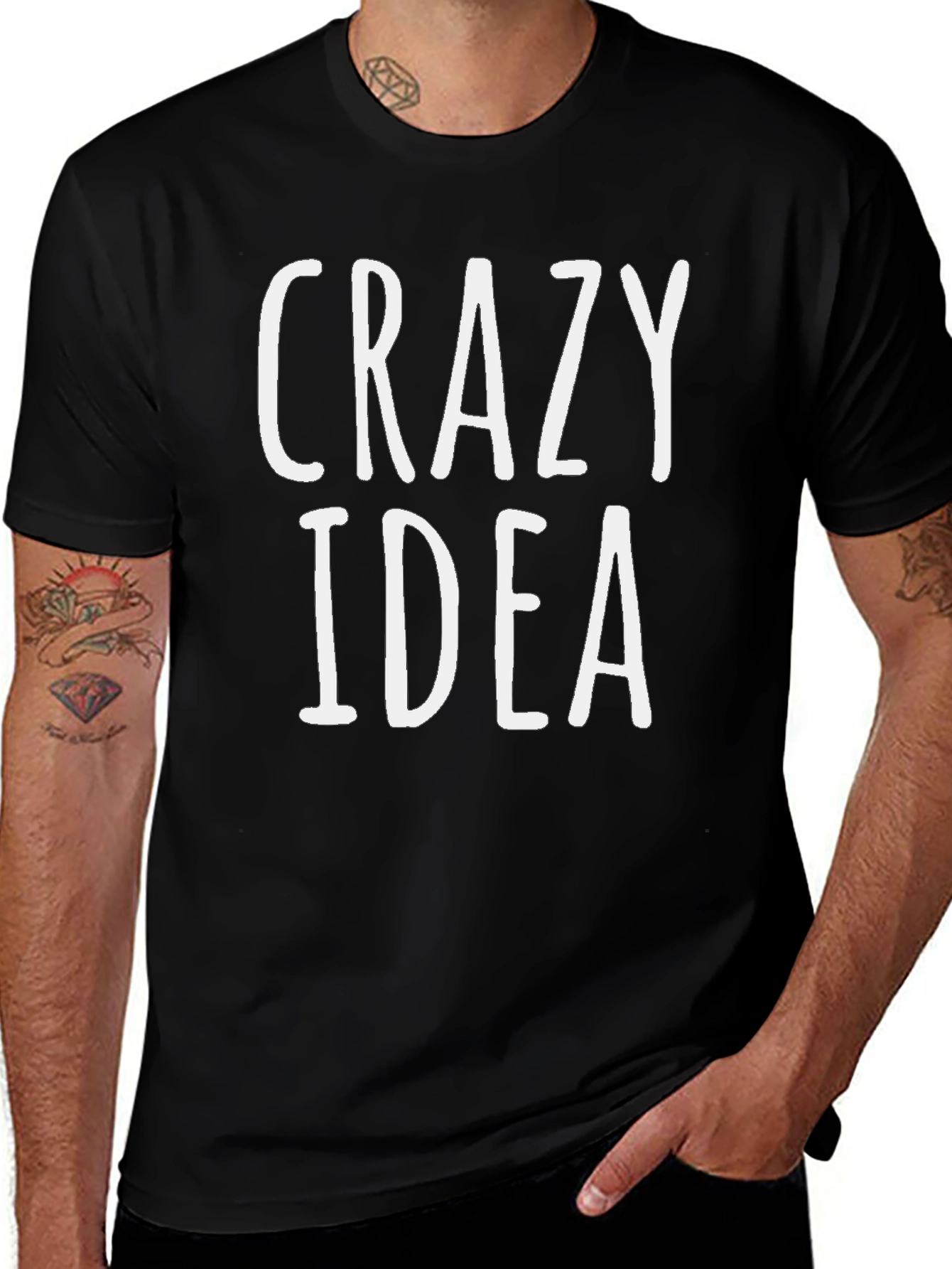 Crazy Idea Black Graphic T-Shirt