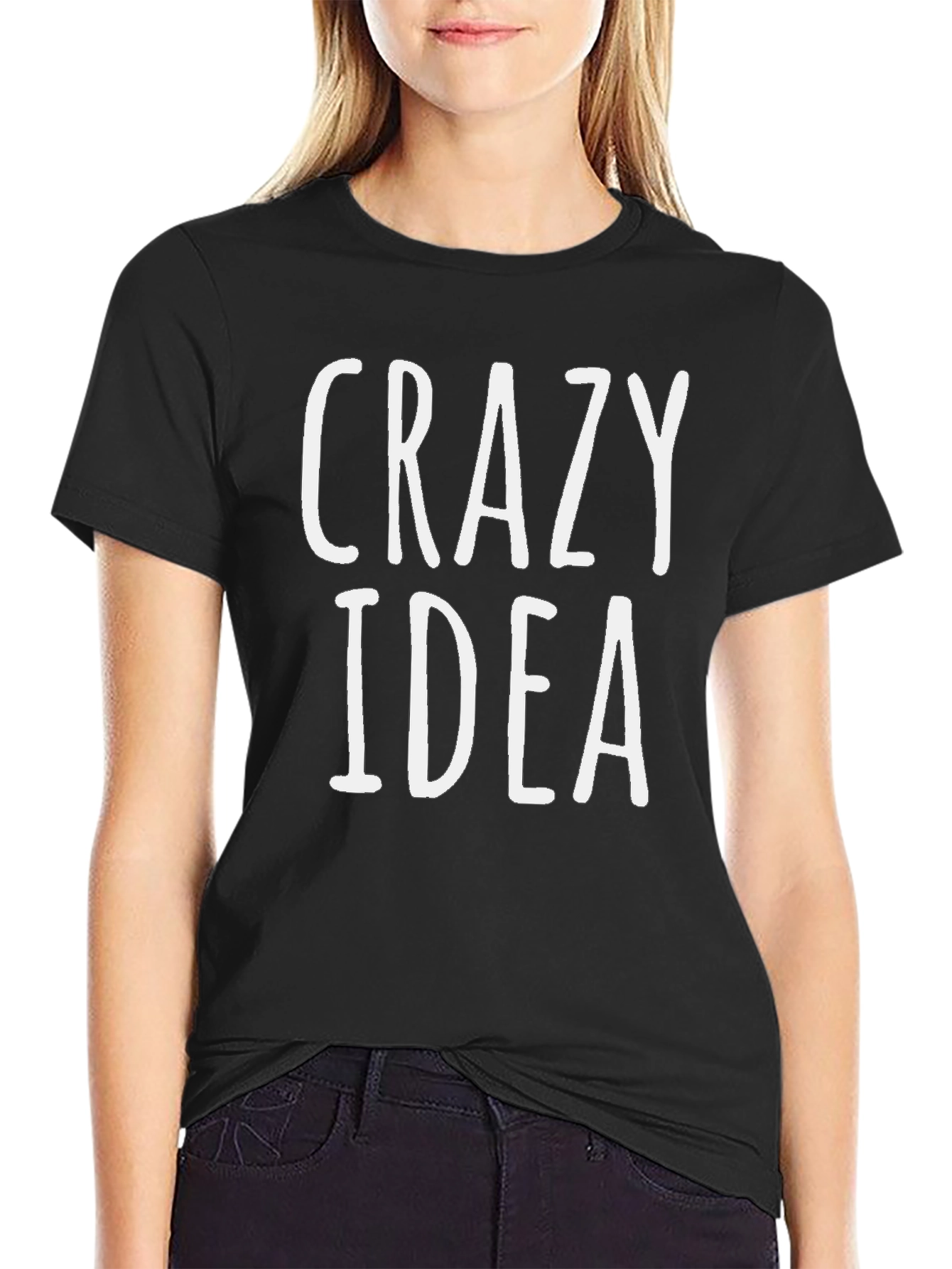 Crazy Idea Black Graphic T-Shirt