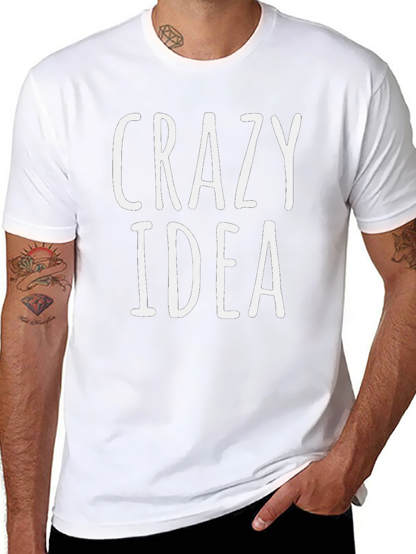 Crazy Idea Black Graphic T-Shirt