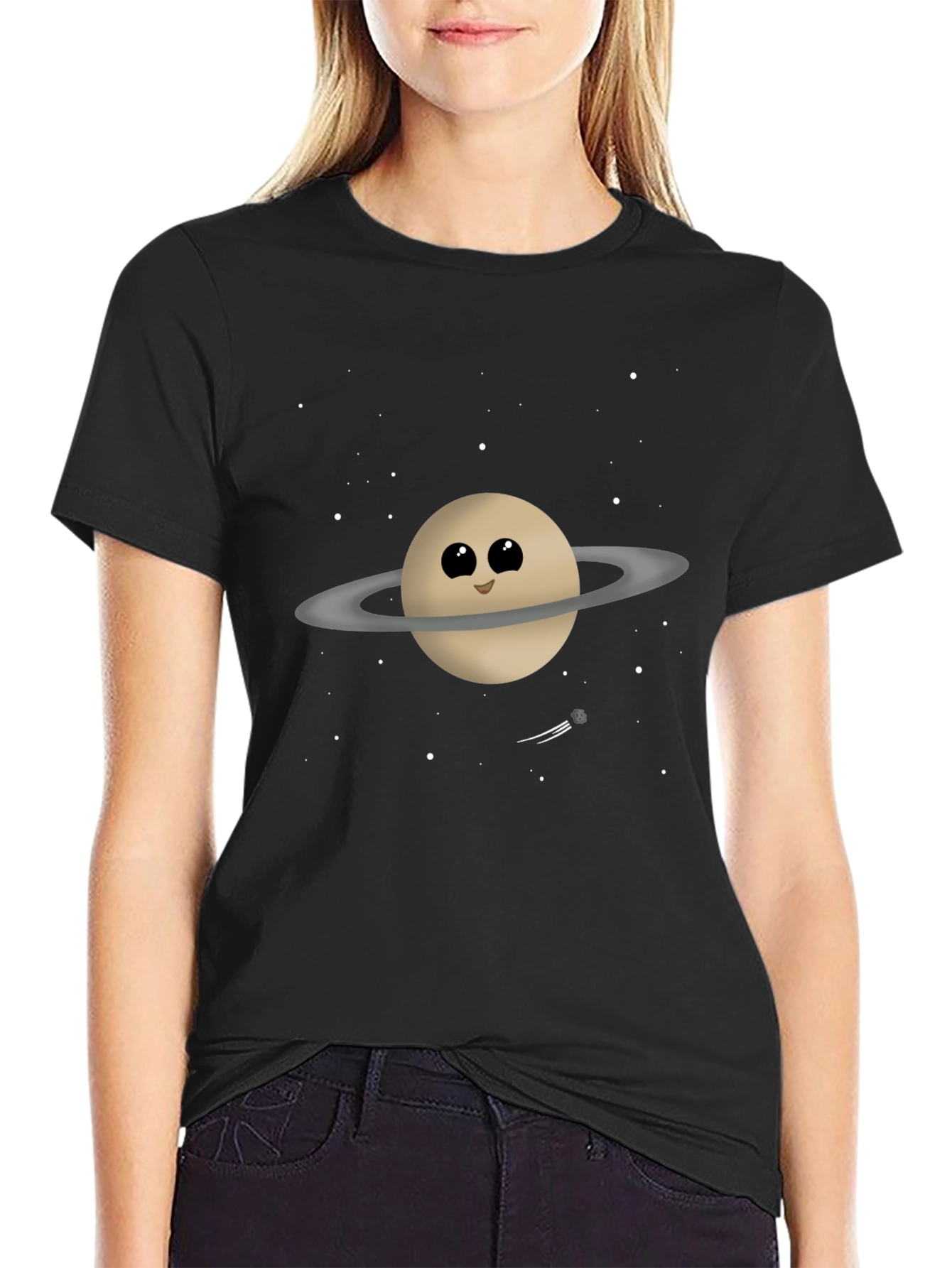 Cute Saturn Graphic Tee - Space Lovers Shirt