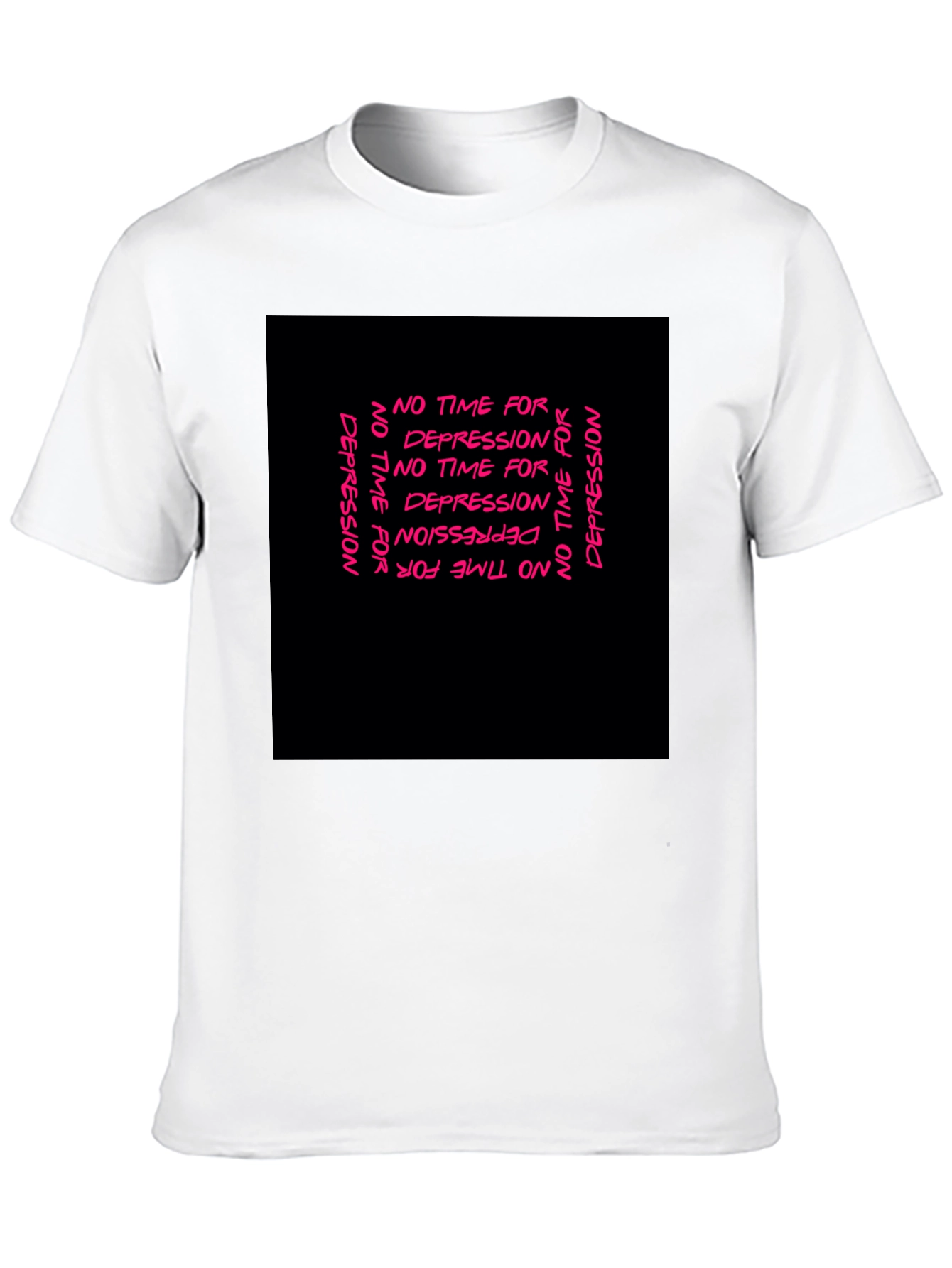 Edgy No Time For Depression Black Graphic T-Shirt