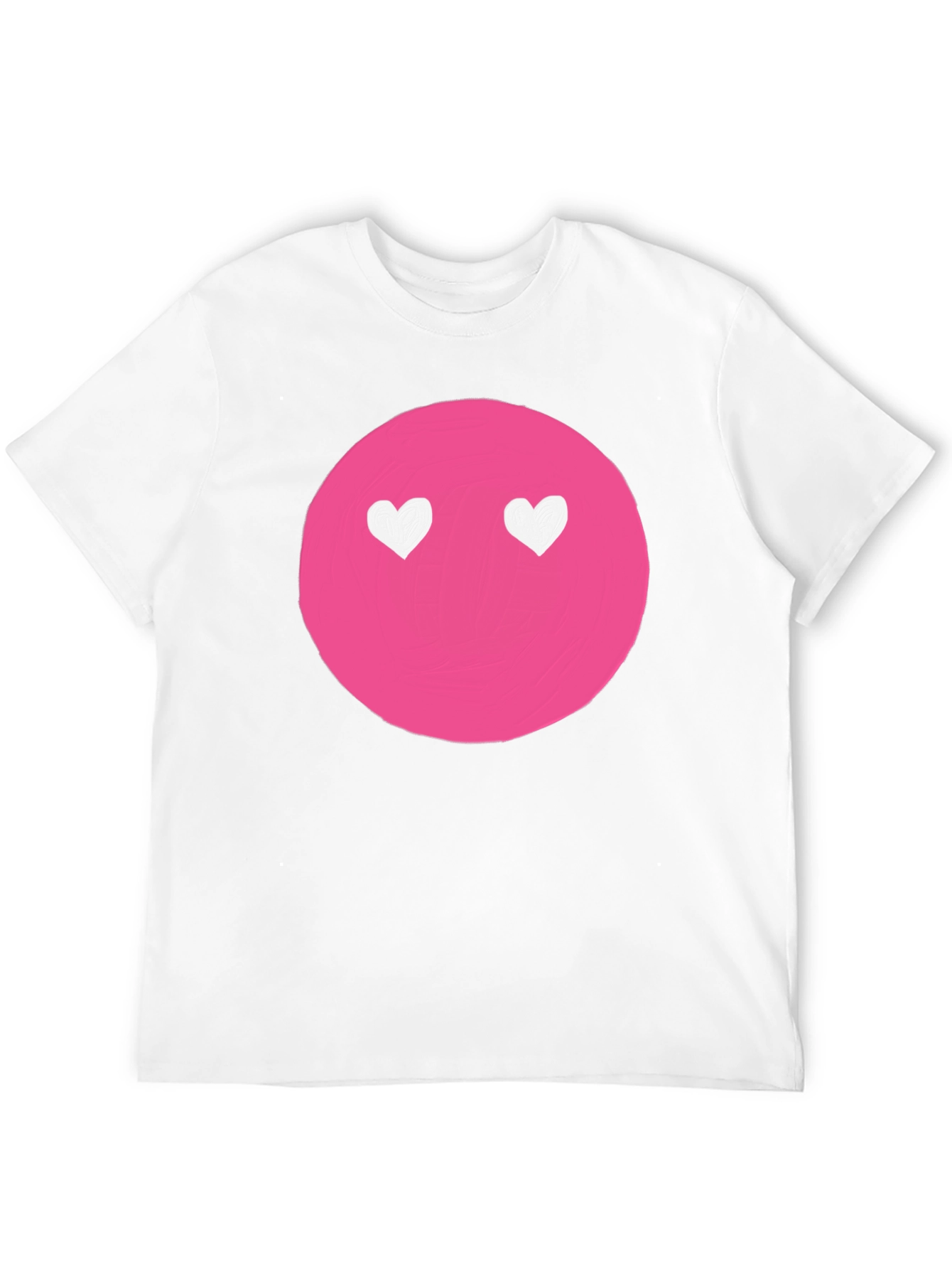 Pink Heart Eyes Emoji Black T-Shirt
