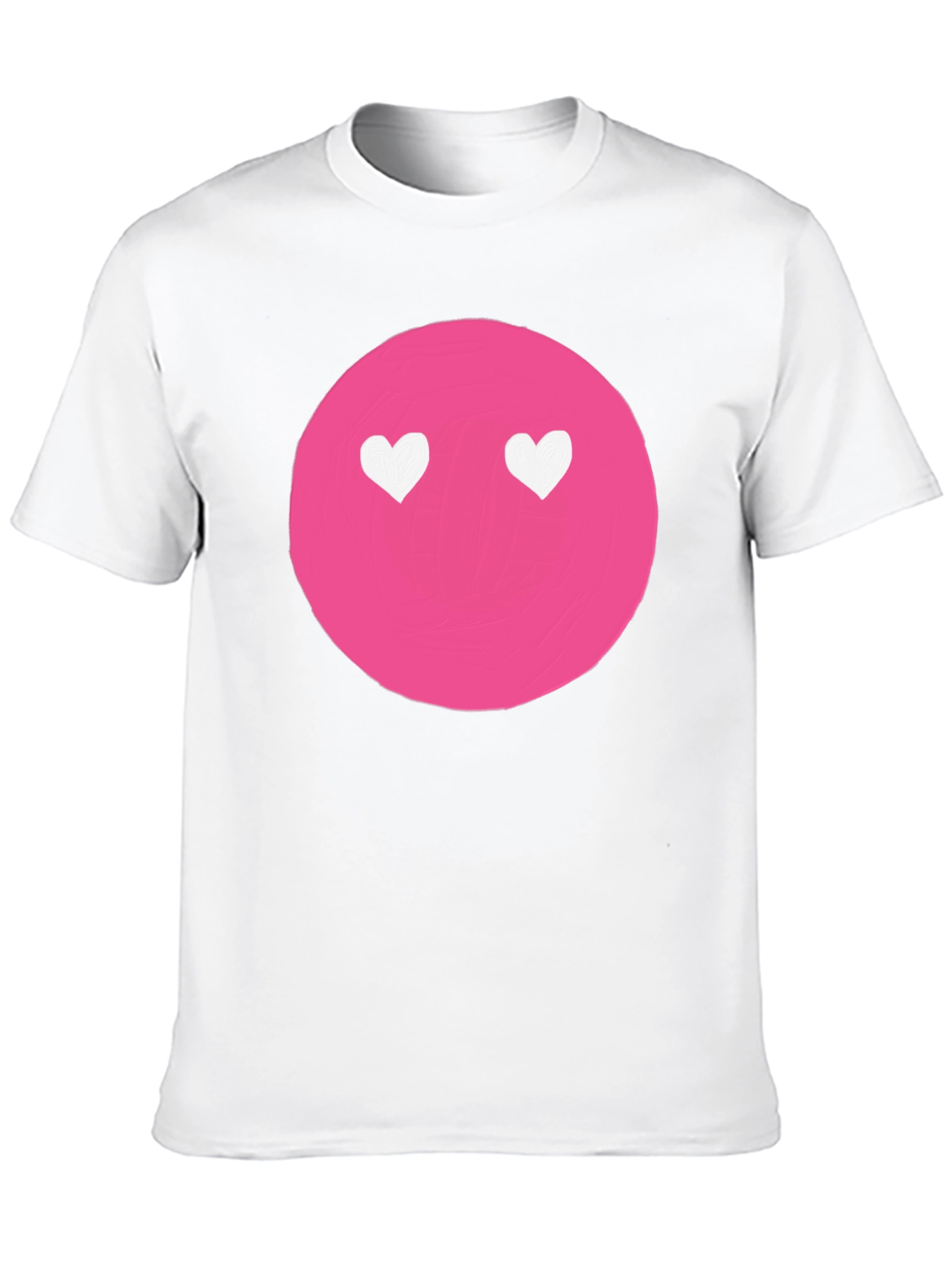 Pink Heart Eyes Emoji Black T-Shirt