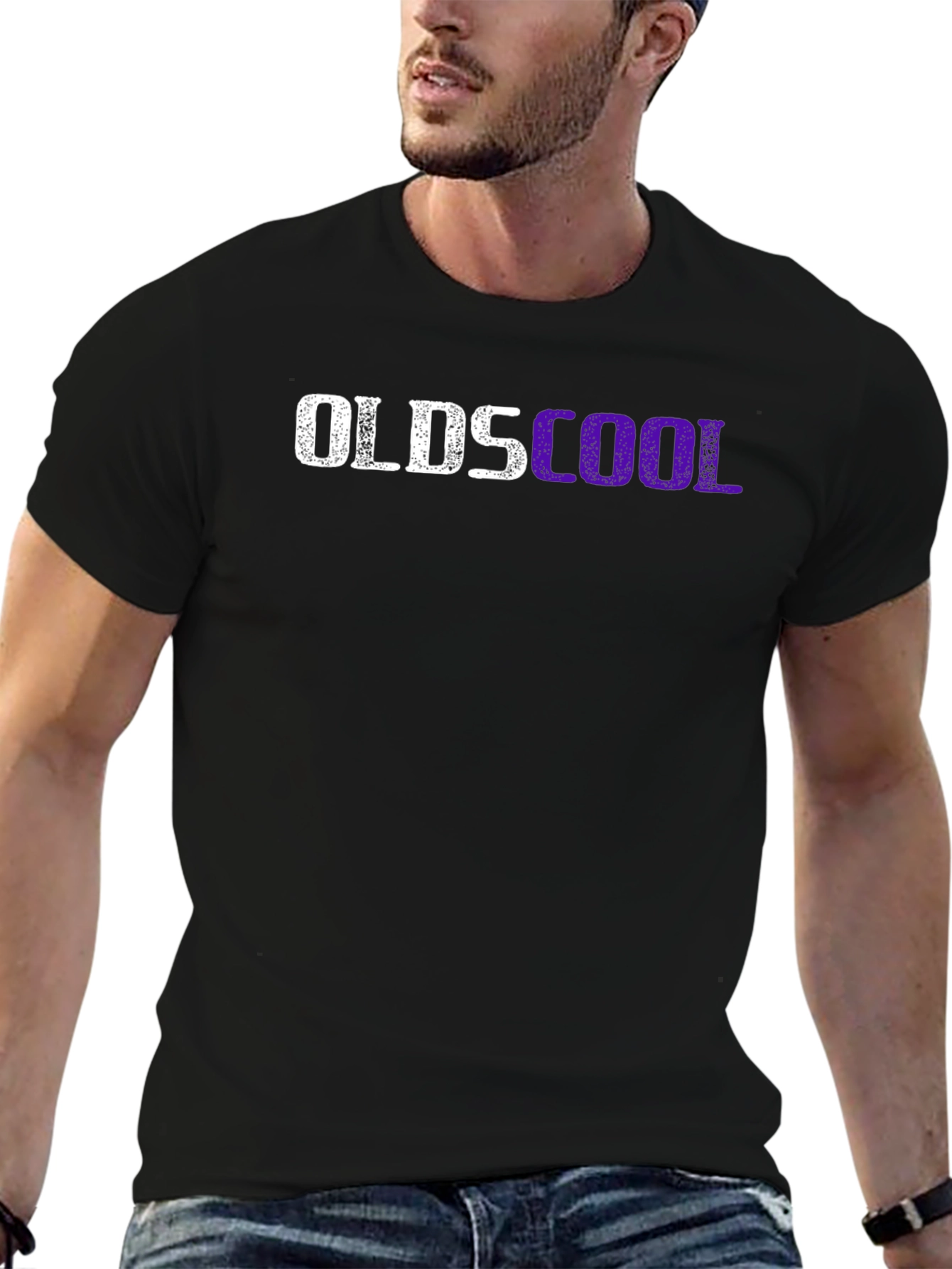 Old School Graphic Tee - Distressed Print Black T-Shirt