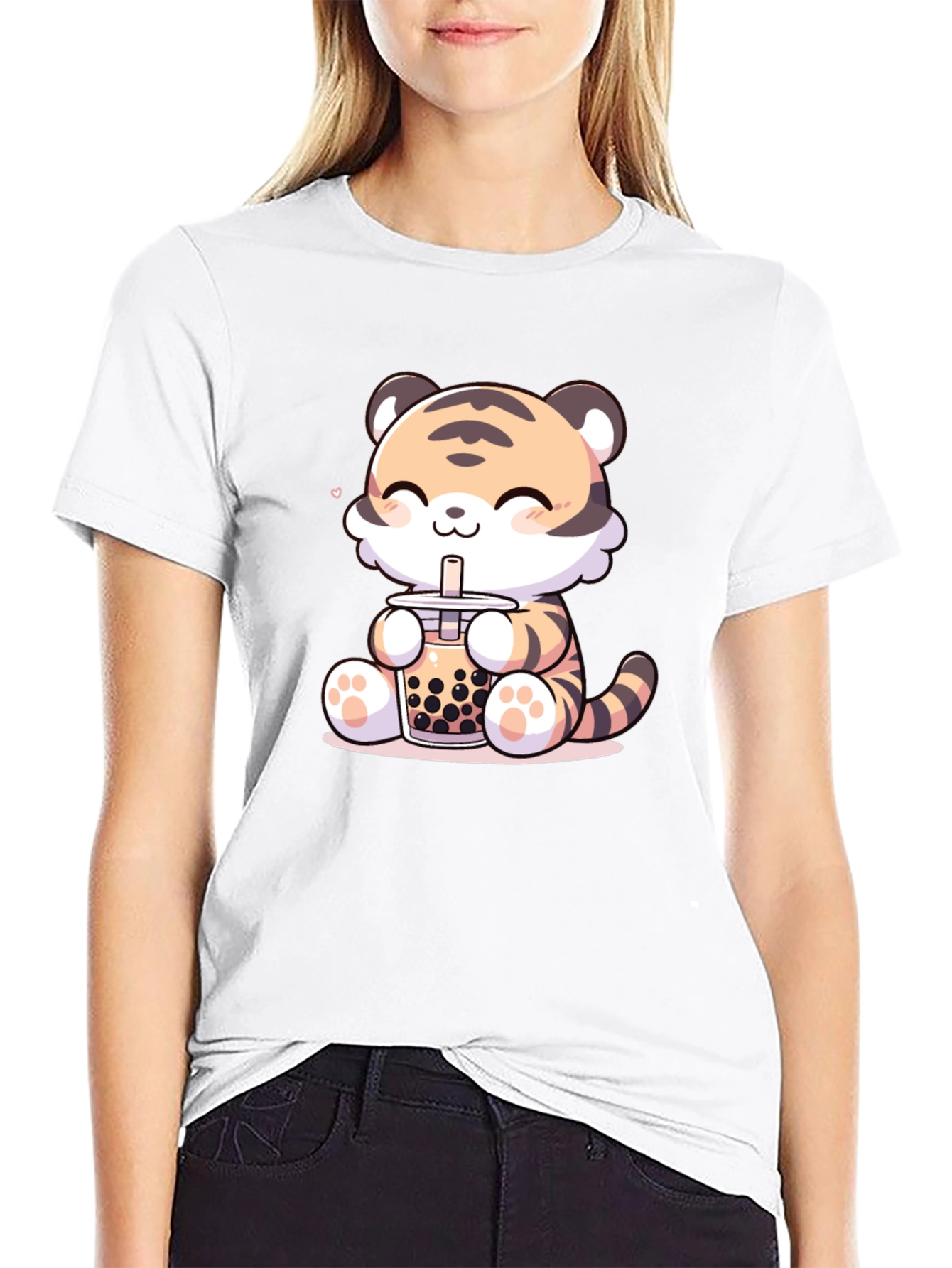 Cute Tiger Boba Tea Graphic Tee