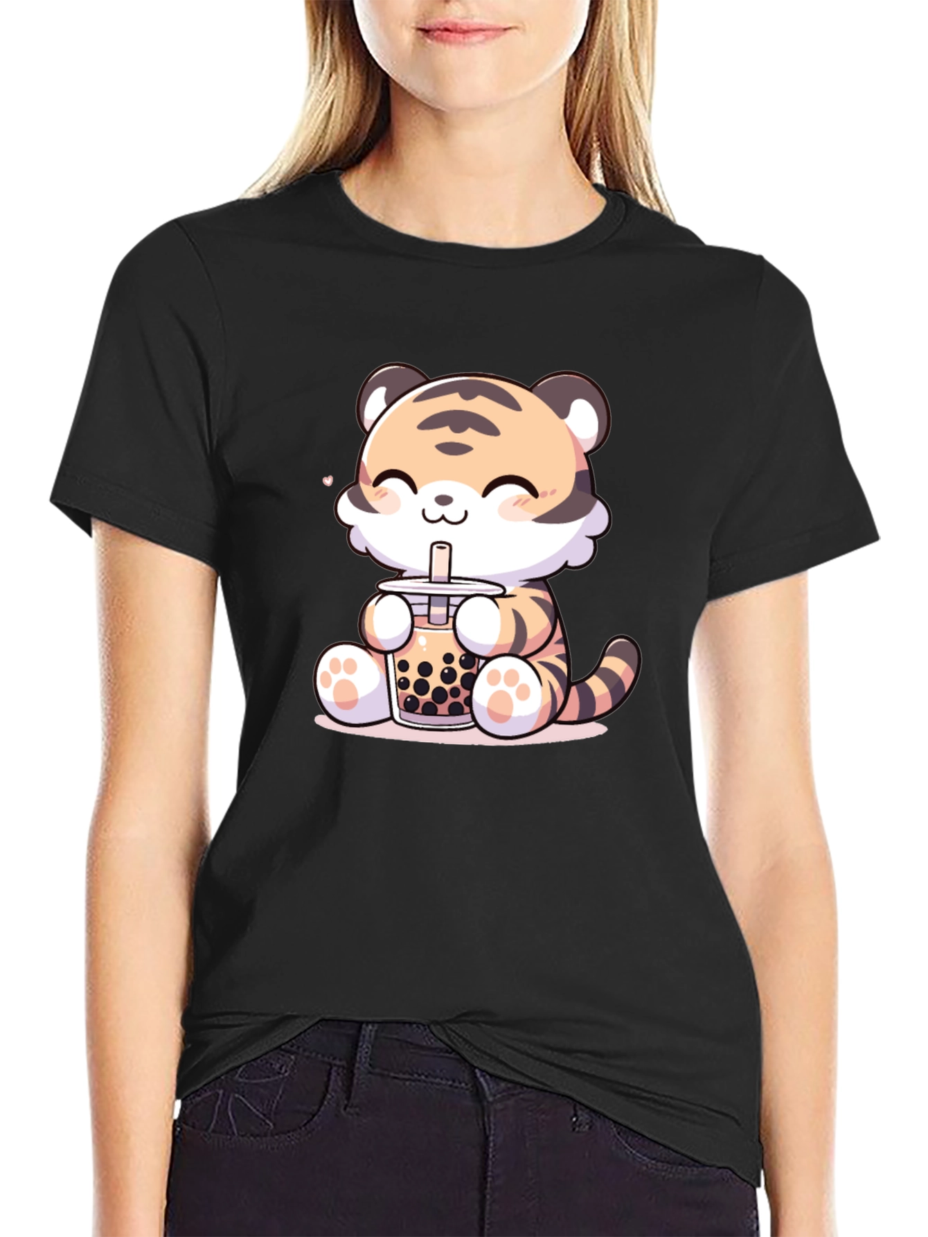 Cute Tiger Boba Tea Graphic Tee