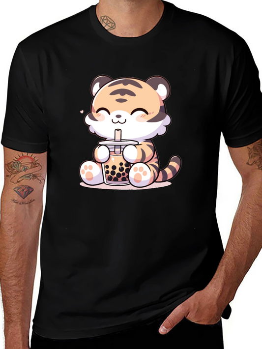 Cute Tiger Boba Tea Graphic Tee