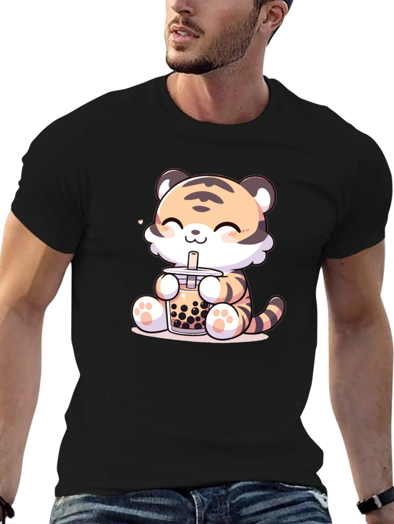 Cute Tiger Boba Tea Graphic Tee