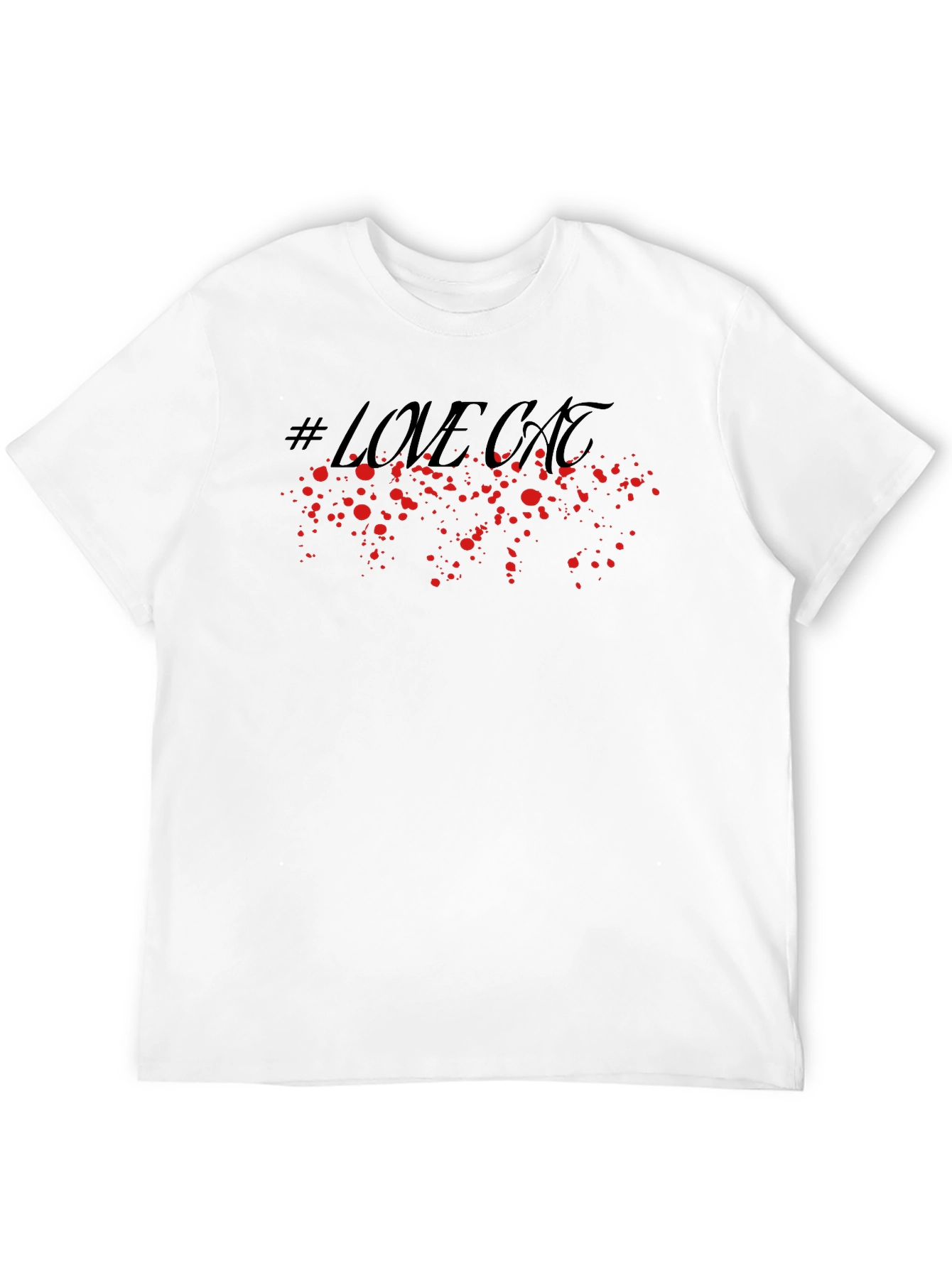#Lovecat Splatter Graphic T-Shirt - Stylish Black Tee