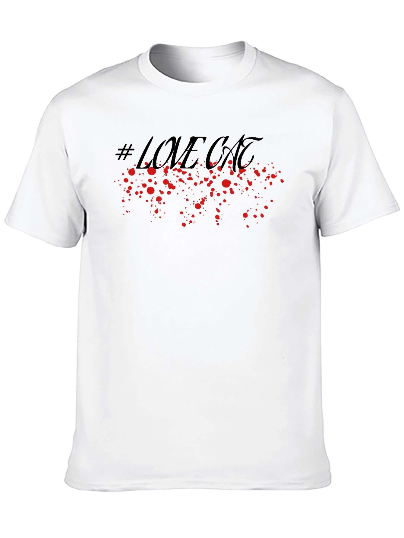 #Lovecat Splatter Graphic T-Shirt - Stylish Black Tee