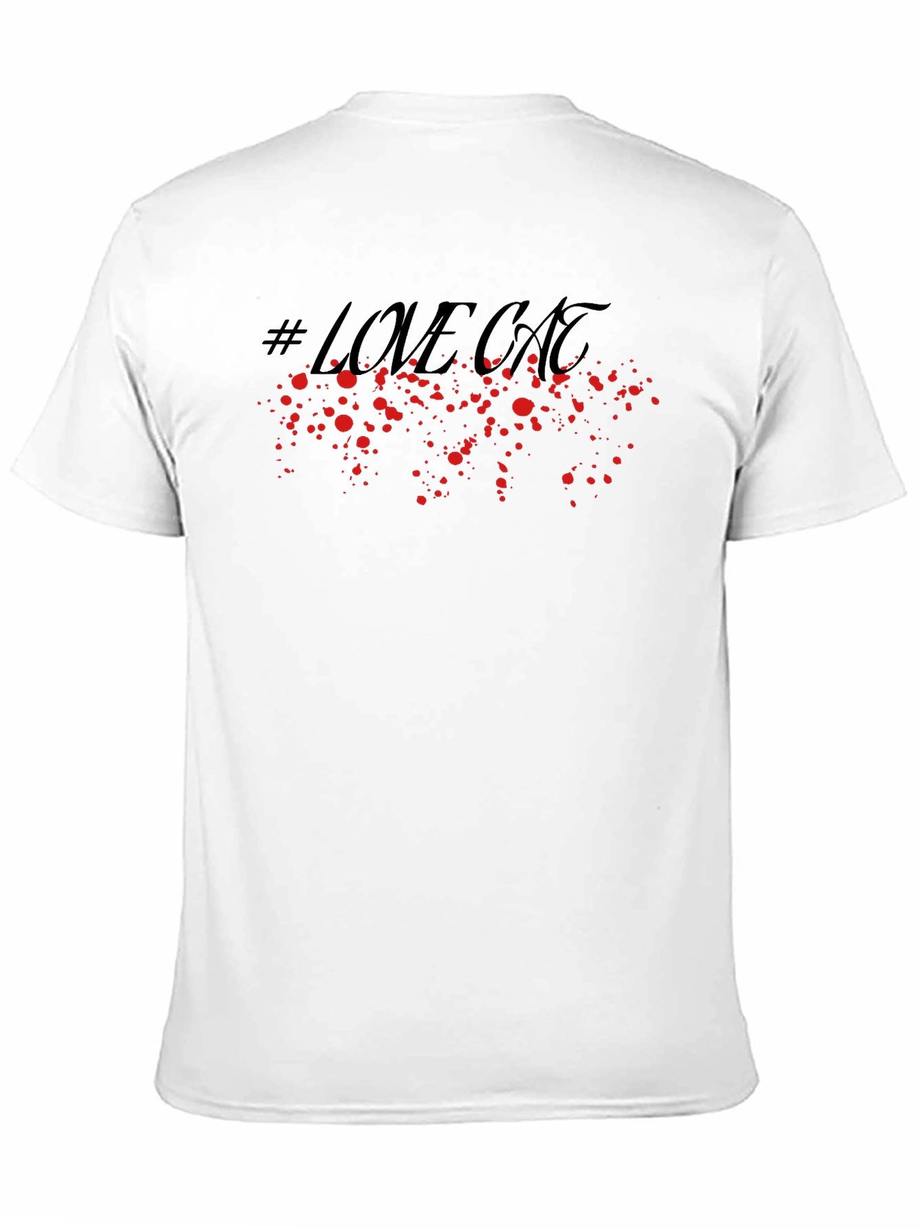 #Lovecat Splatter Graphic T-Shirt - Stylish Black Tee