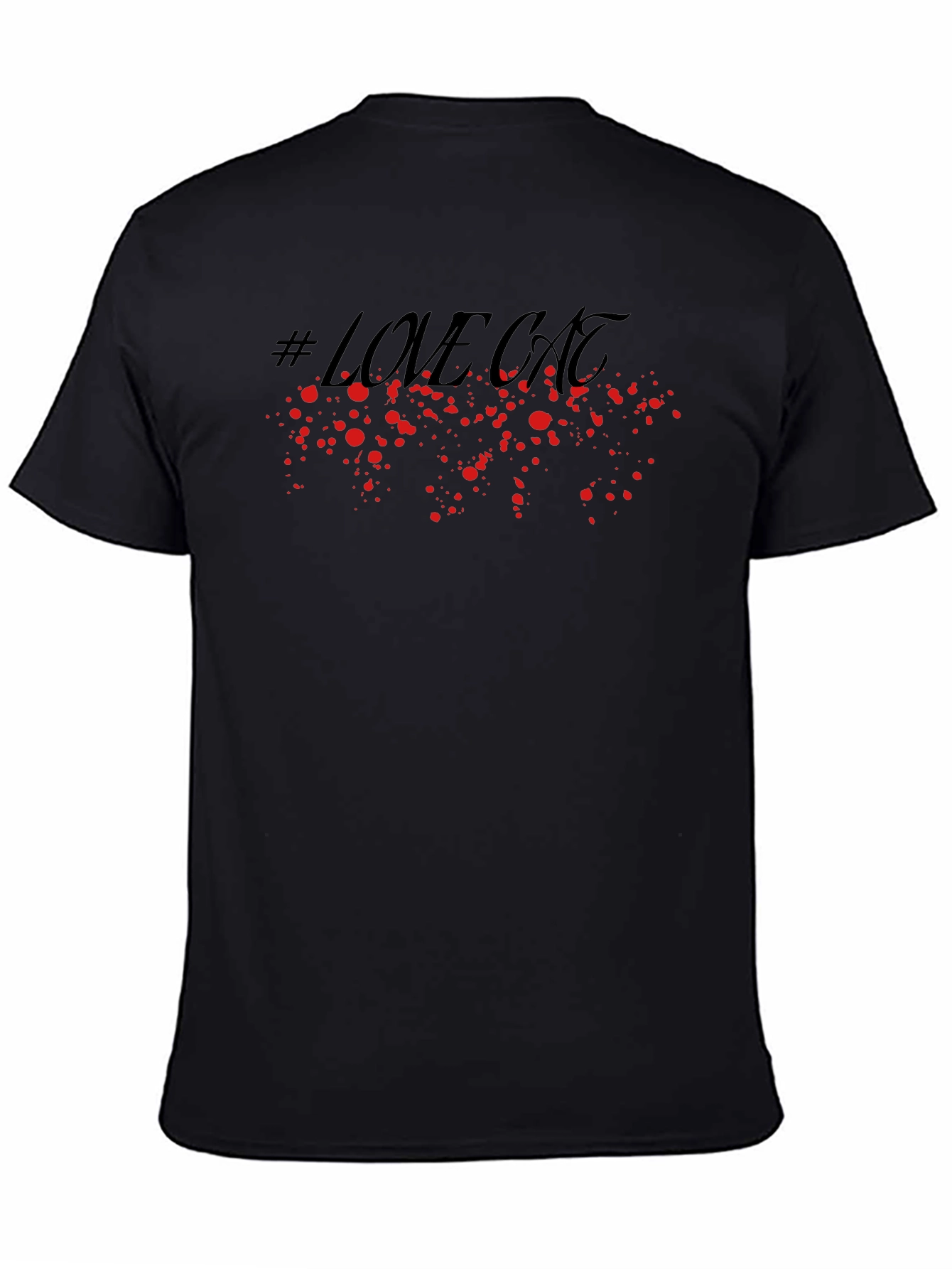 #Lovecat Splatter Graphic T-Shirt - Stylish Black Tee