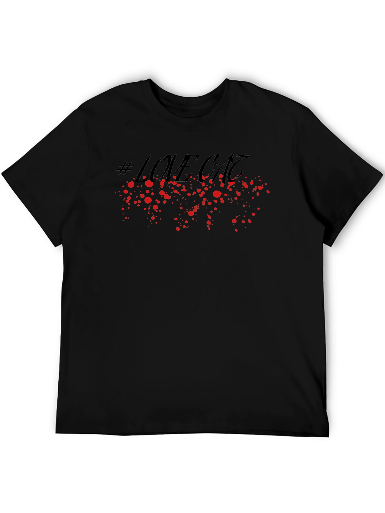 #Lovecat Splatter Graphic T-Shirt - Stylish Black Tee