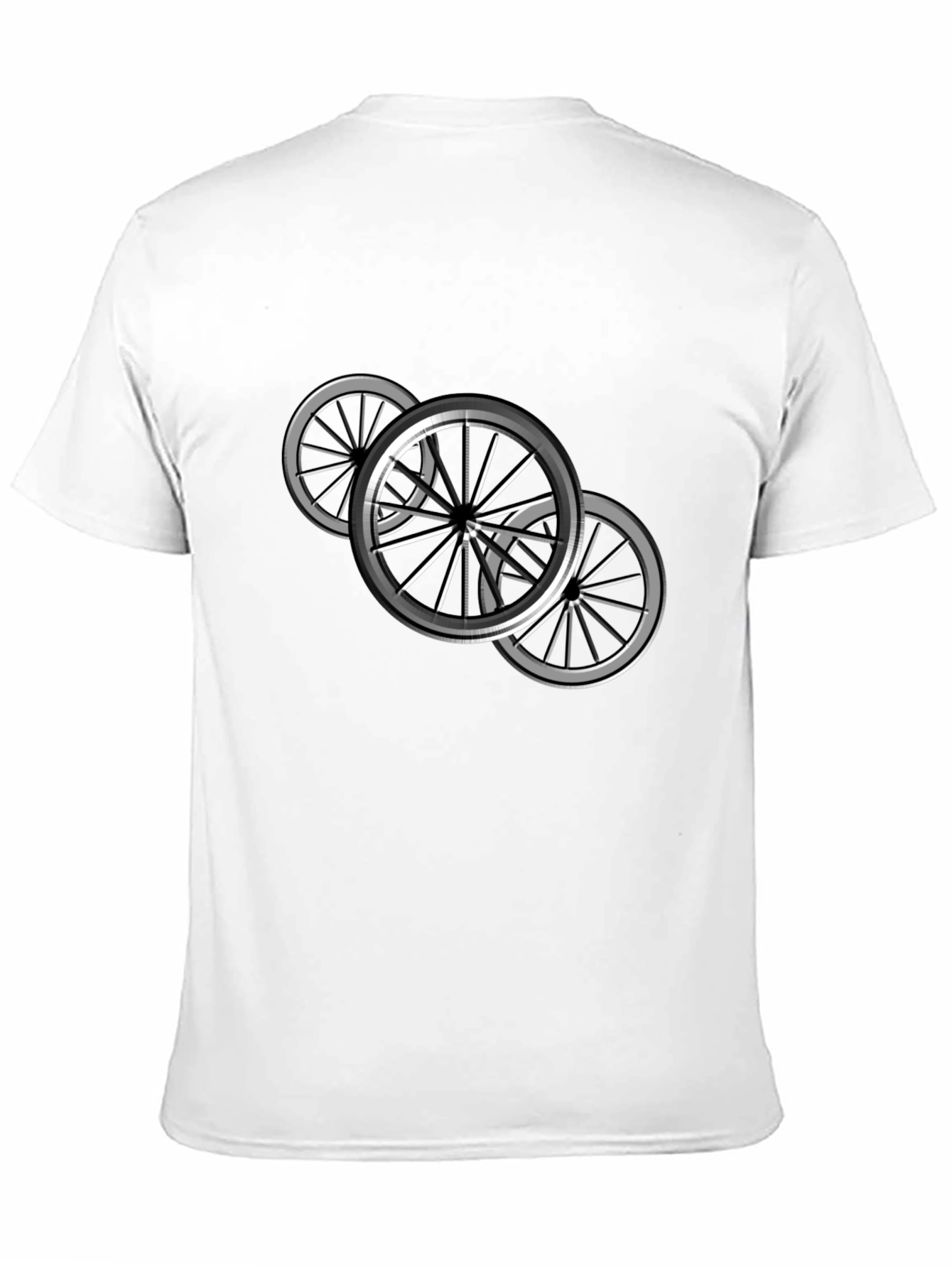 Black T-Shirt with Bicycle Wheel Design