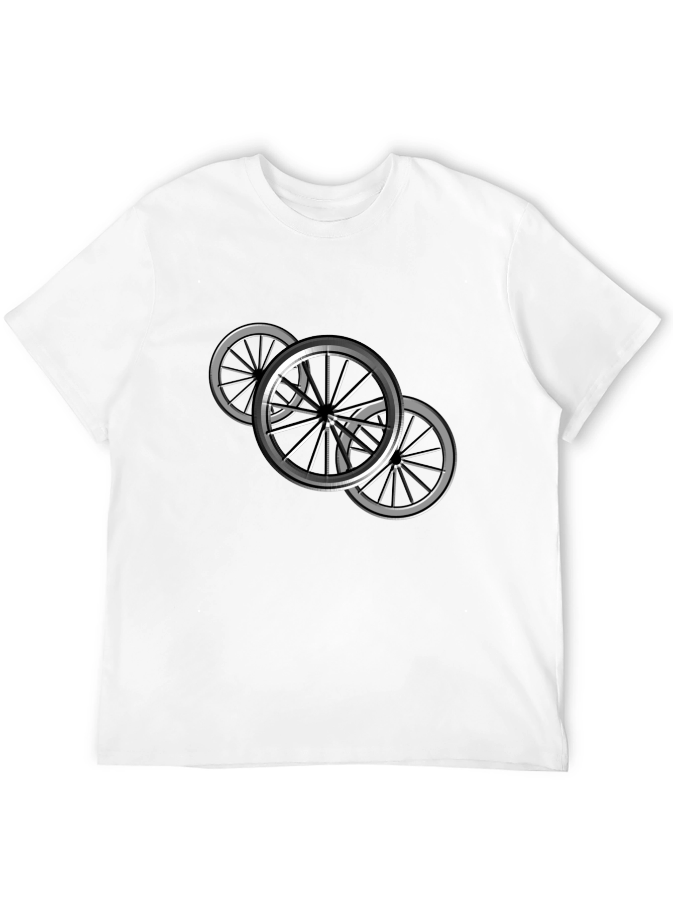 Black T-Shirt with Bicycle Wheel Design