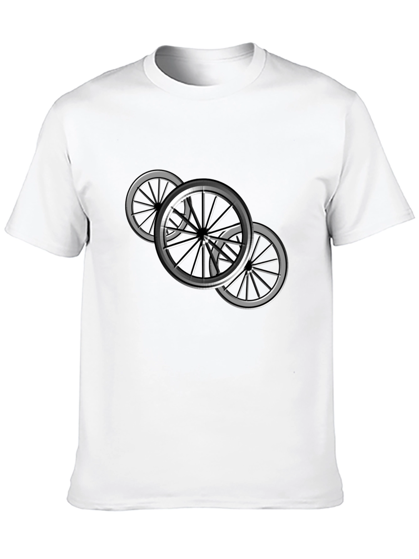 Black T-Shirt with Bicycle Wheel Design
