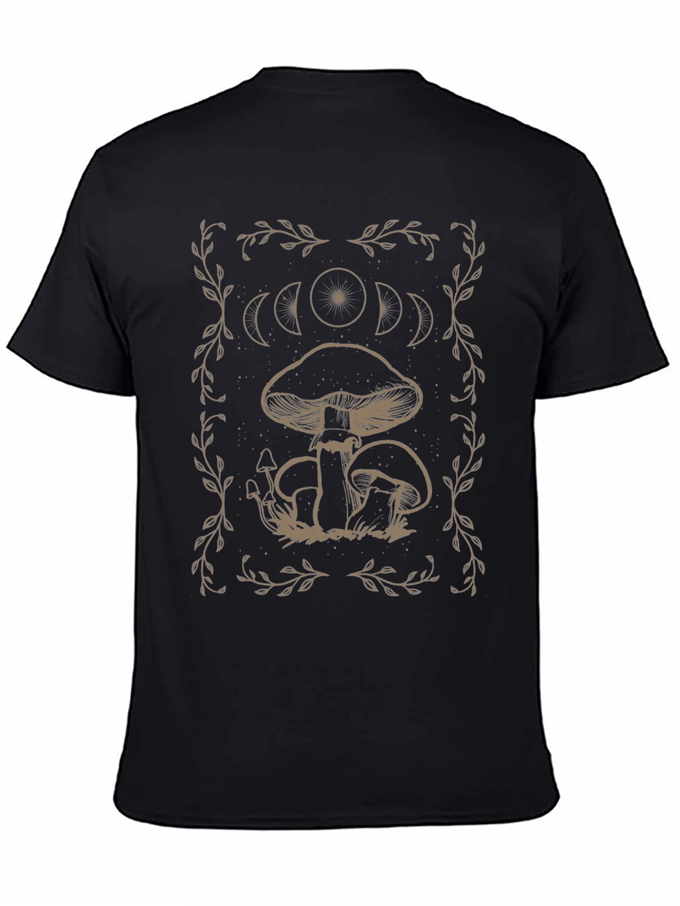 Mushroom Moon Phase Graphic Tee - Black