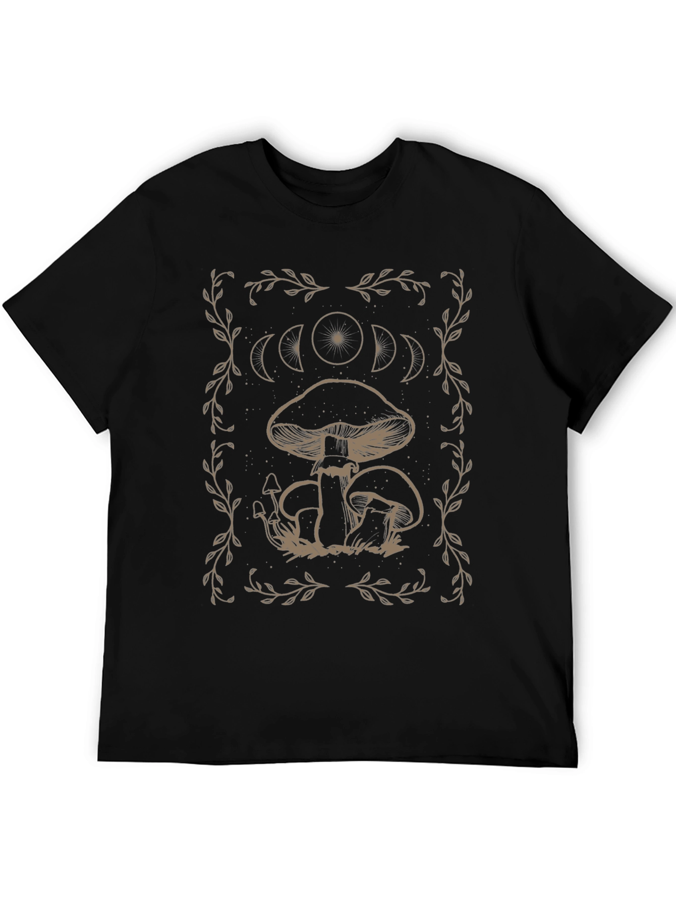 Mushroom Moon Phase Graphic Tee - Black