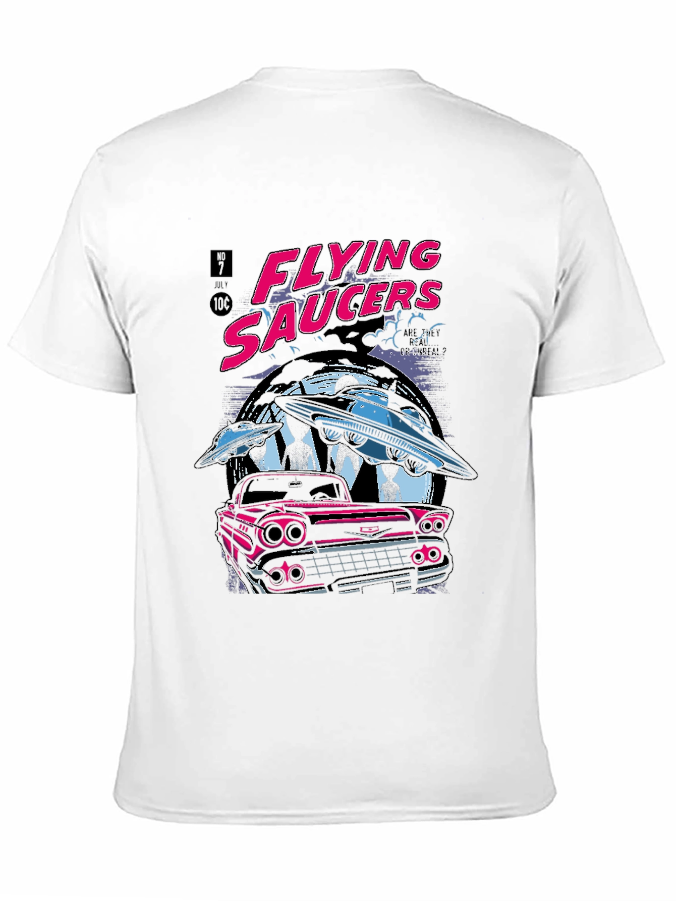 Flying Saucers Graphic Tee - Retro UFO Design