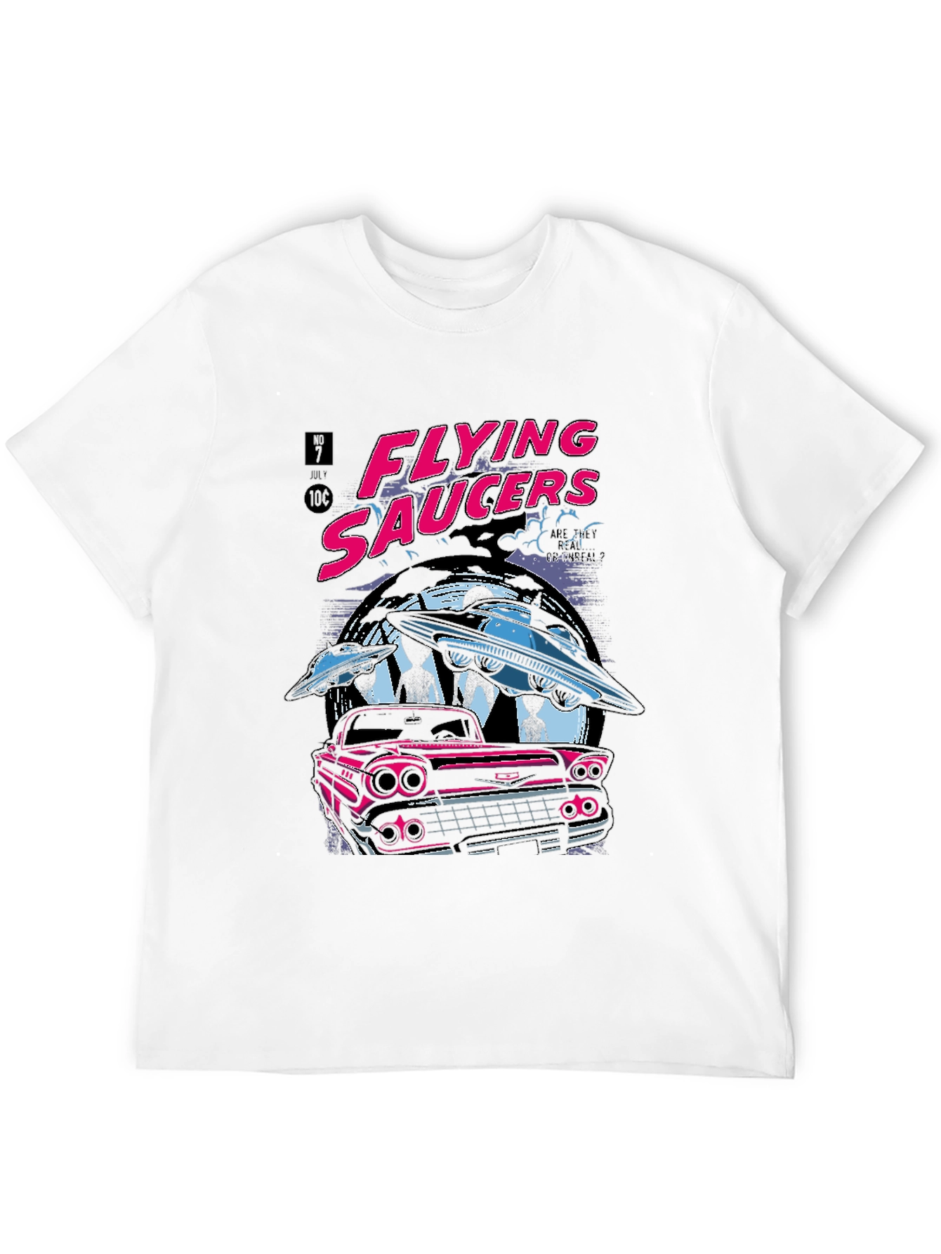 Flying Saucers Graphic Tee - Retro UFO Design