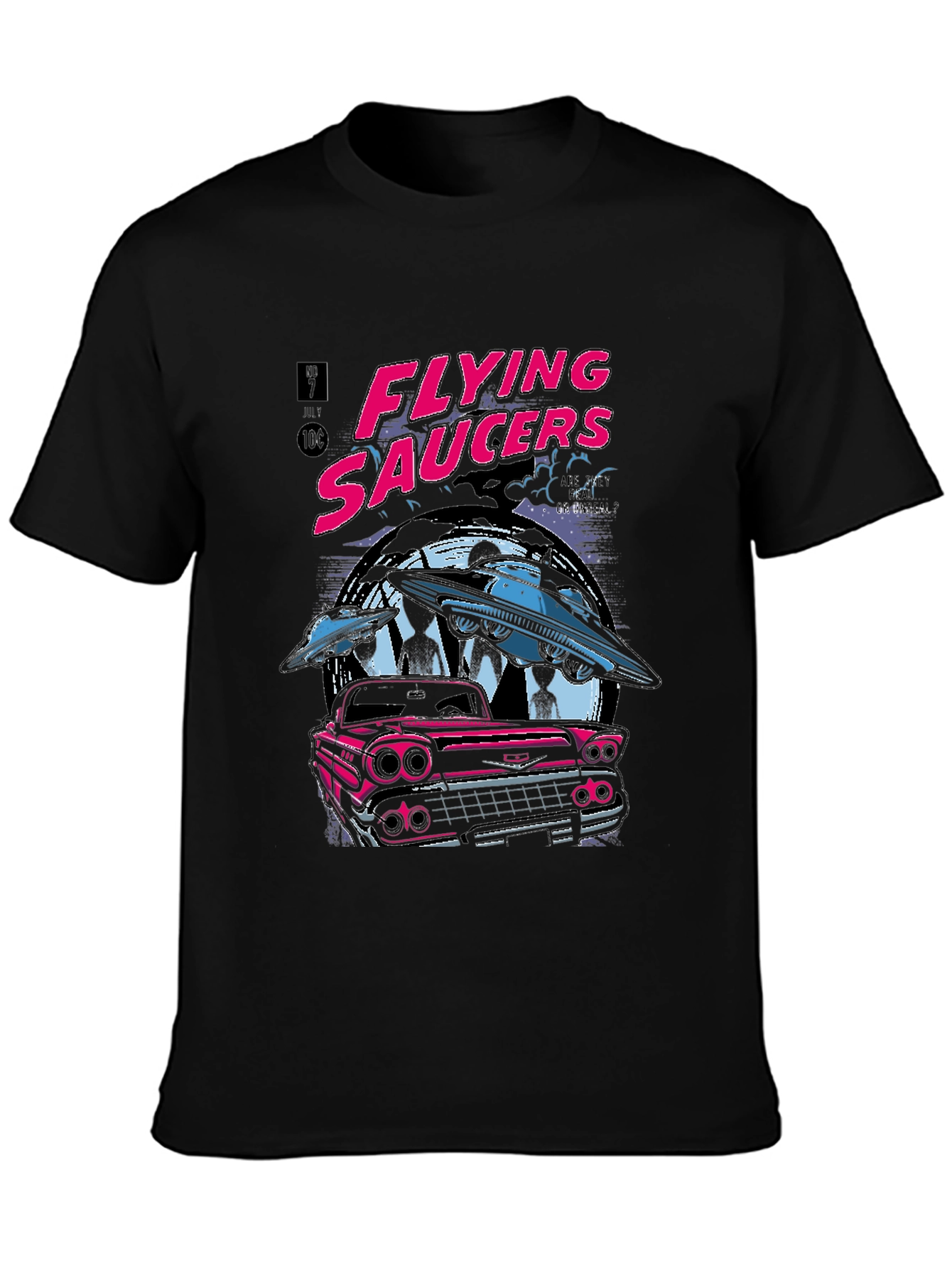 Flying Saucers Graphic Tee - Retro UFO Design