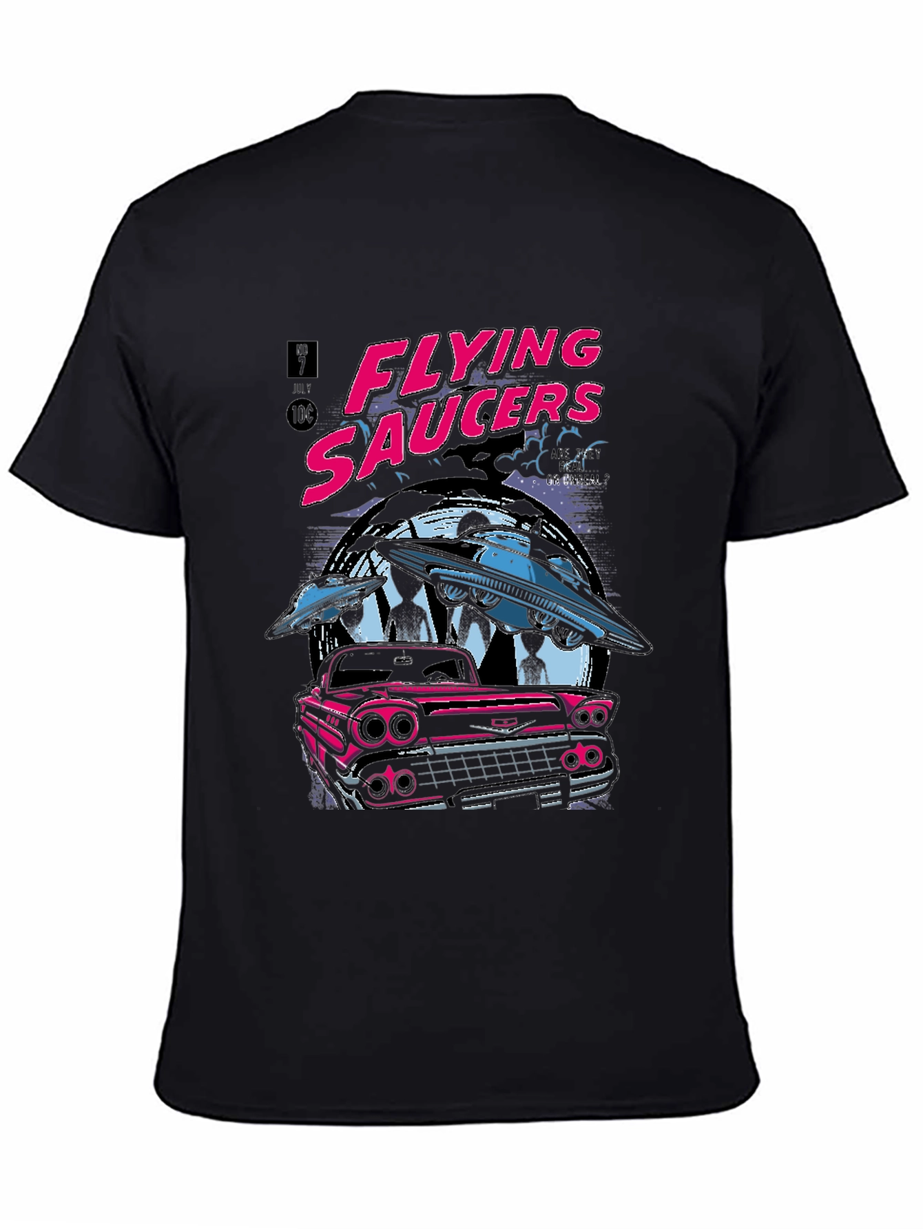Flying Saucers Graphic Tee - Retro UFO Design