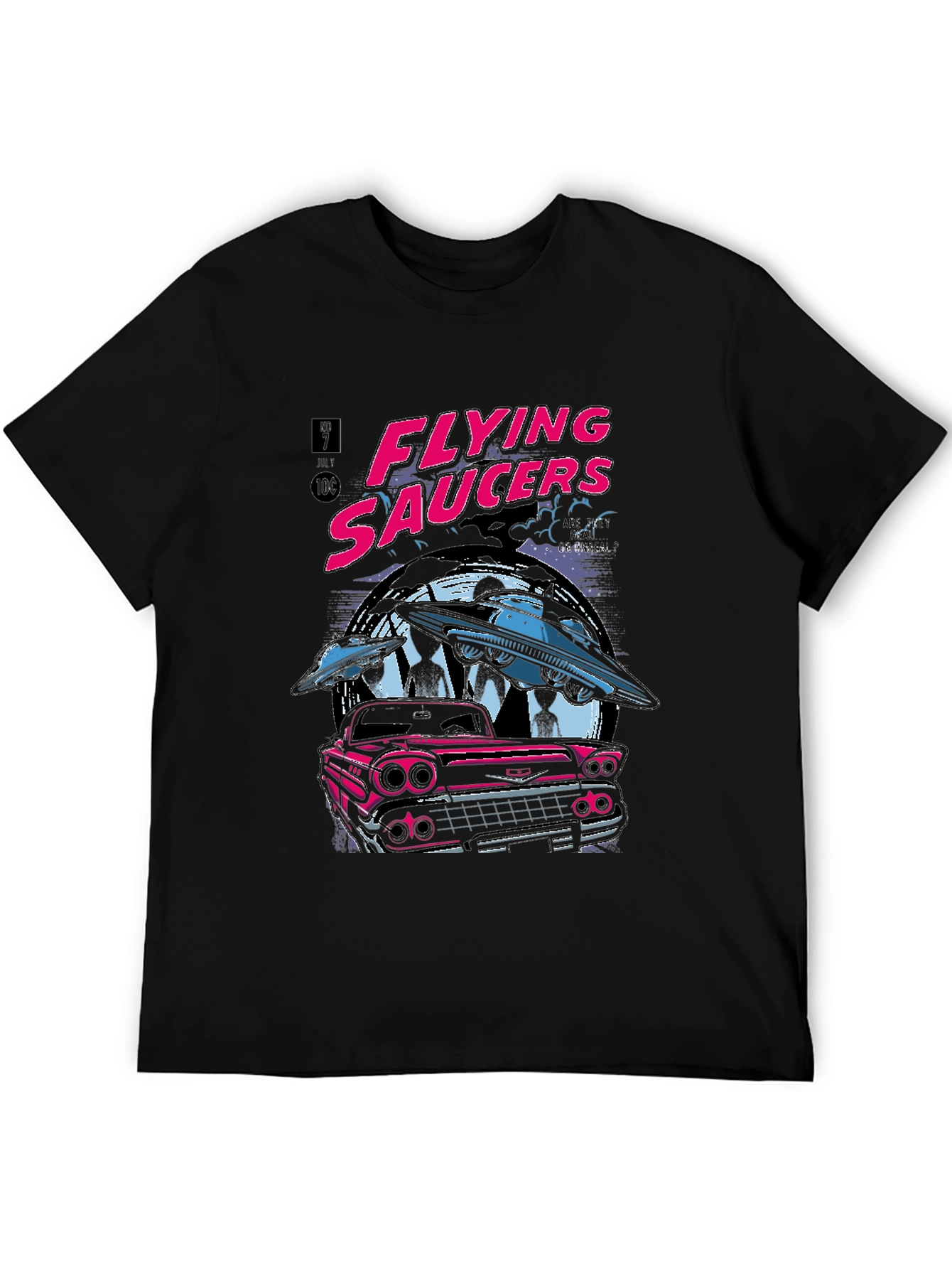 Flying Saucers Graphic Tee - Retro UFO Design