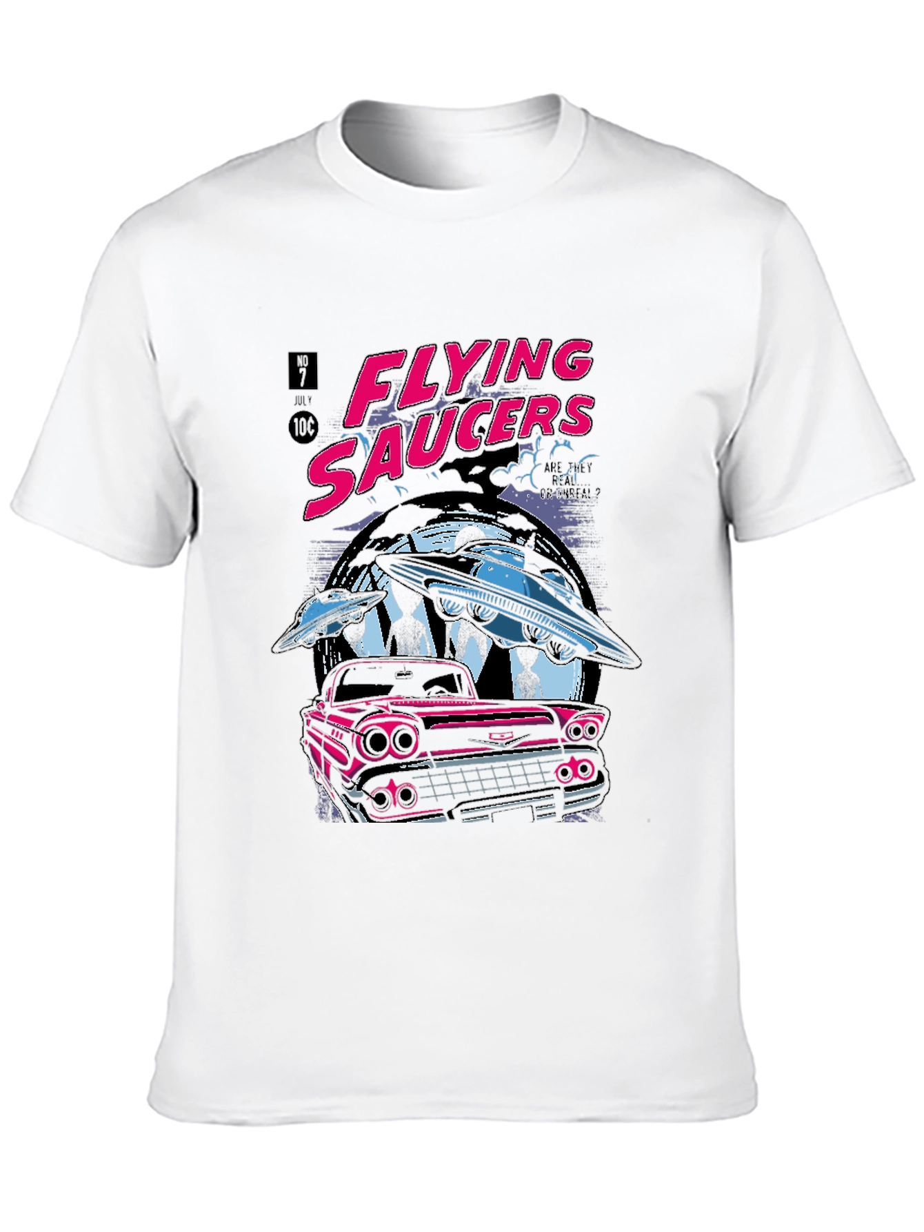 Flying Saucers Graphic Tee - Retro UFO Design