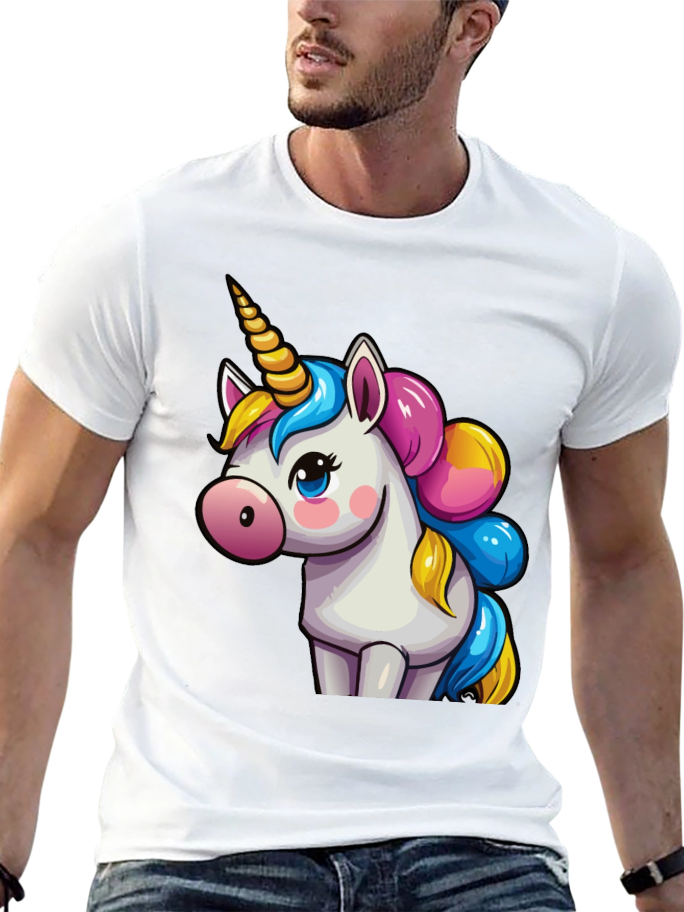 Cute Unicorn Graphic Print Black T-Shirt