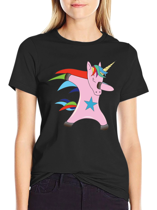 Dabbing Unicorn Graphic Tee - Black Cotton T-Shirt