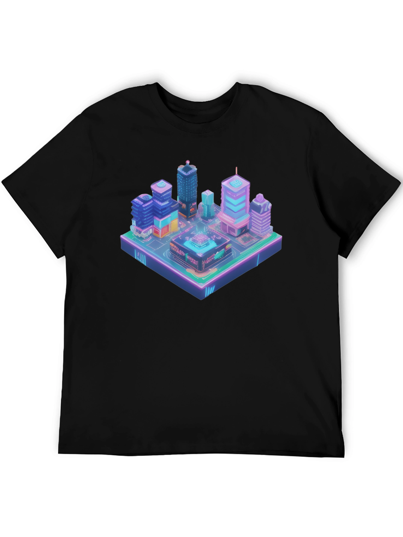 Isometric Cityscape Graphic Tee - Futuristic Urban Style