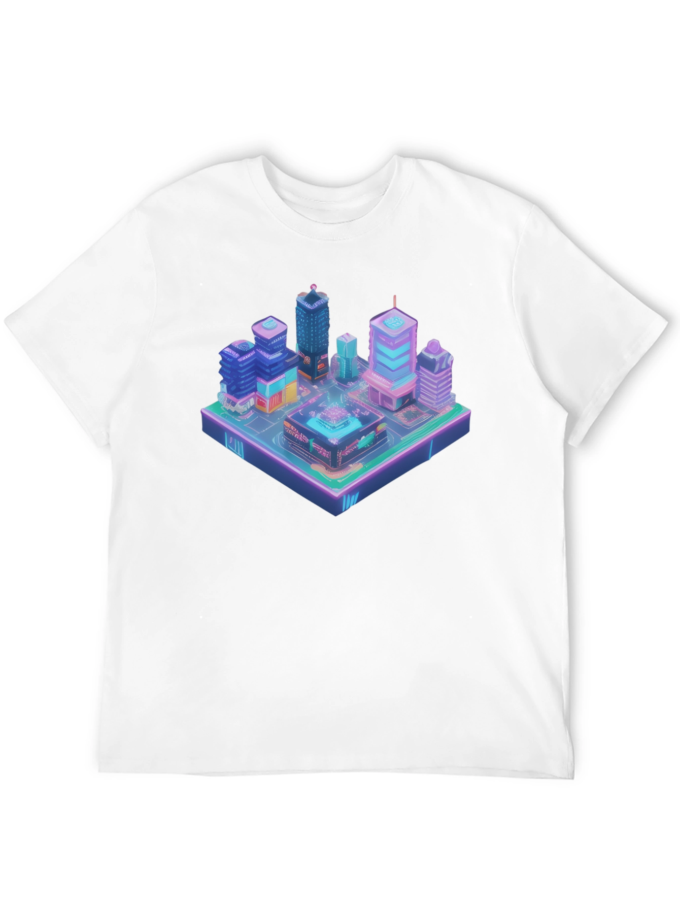 Isometric Cityscape Graphic Tee - Futuristic Urban Style