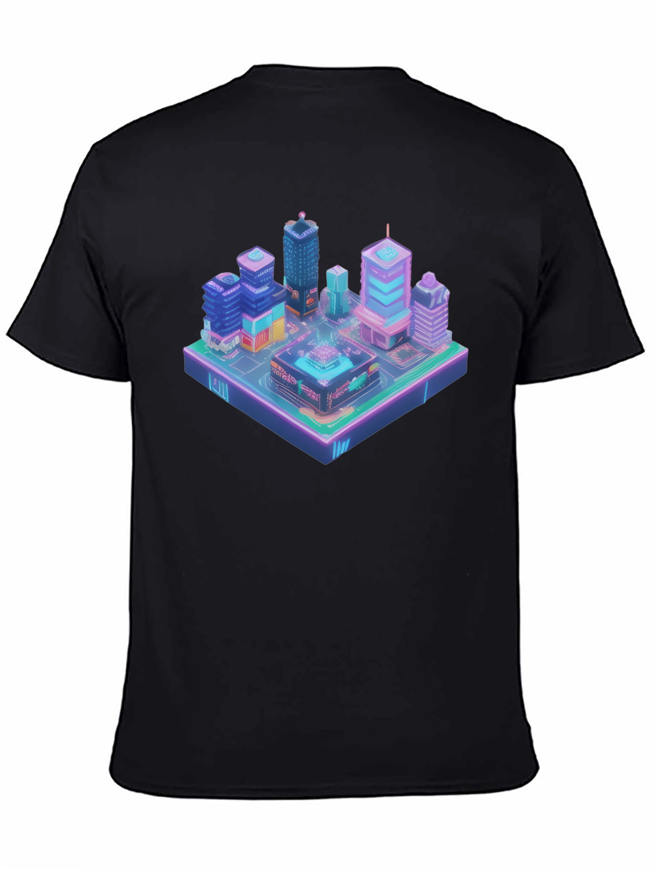 Isometric Cityscape Graphic Tee - Futuristic Urban Style