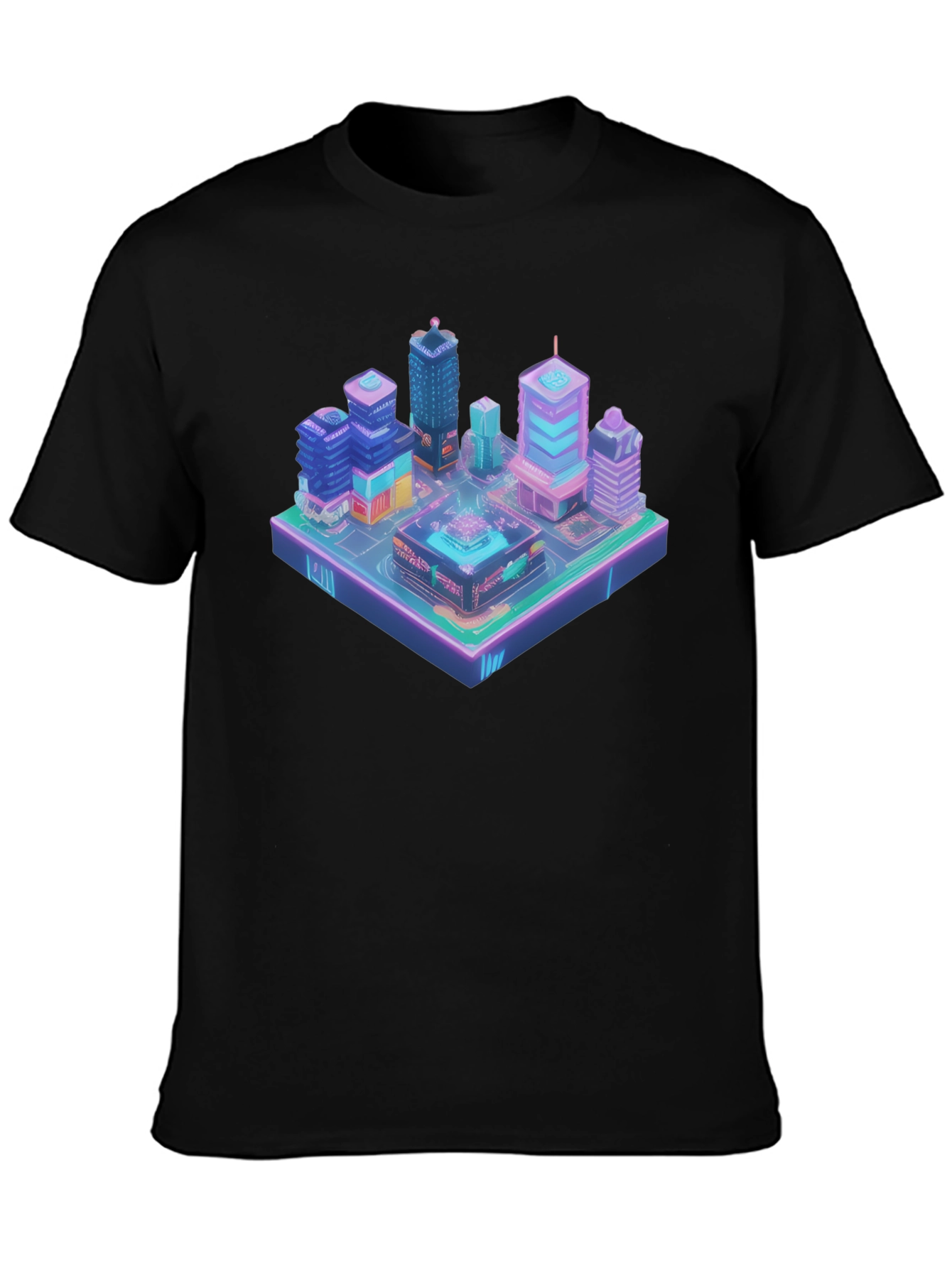 Isometric Cityscape Graphic Tee - Futuristic Urban Style