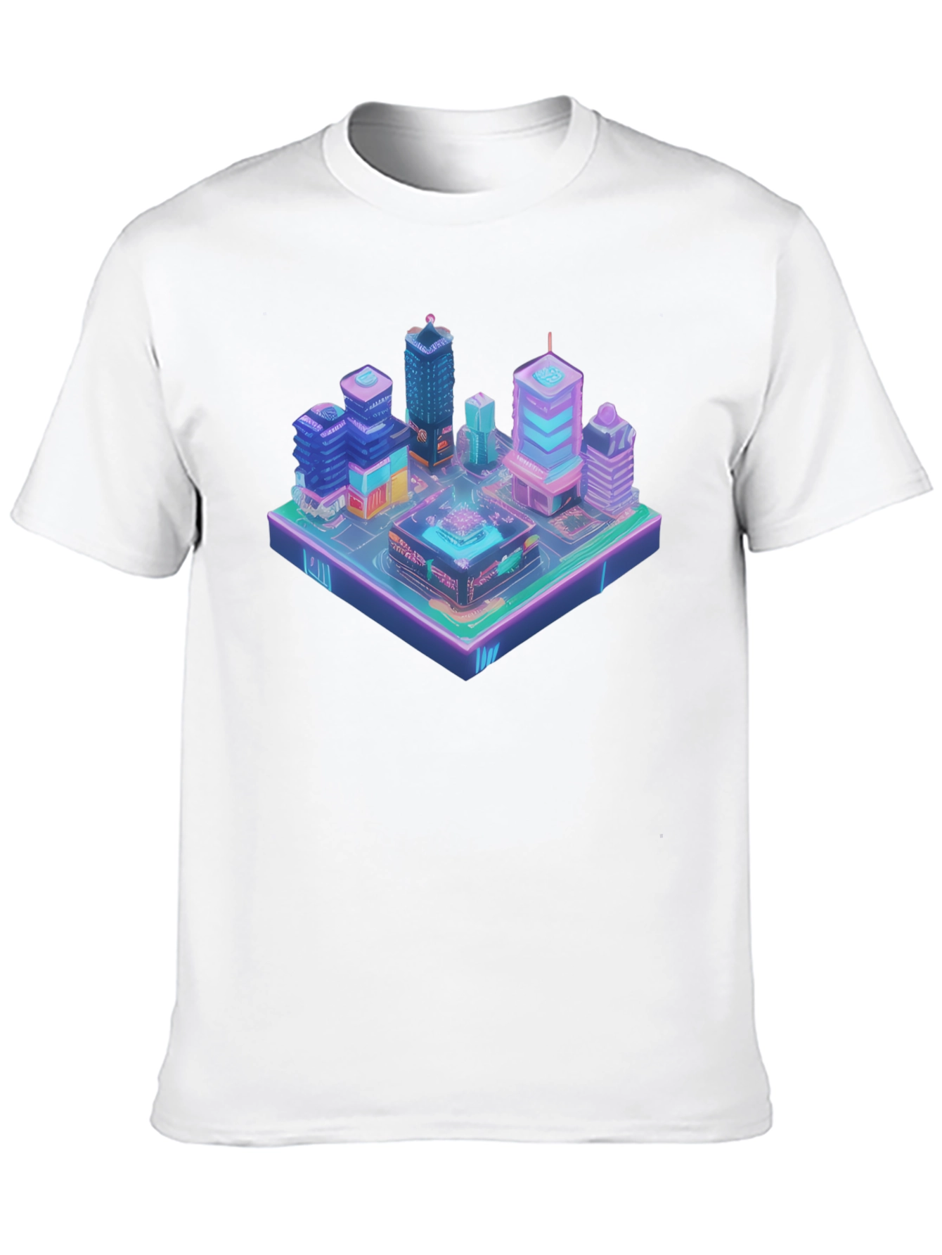 Isometric Cityscape Graphic Tee - Futuristic Urban Style