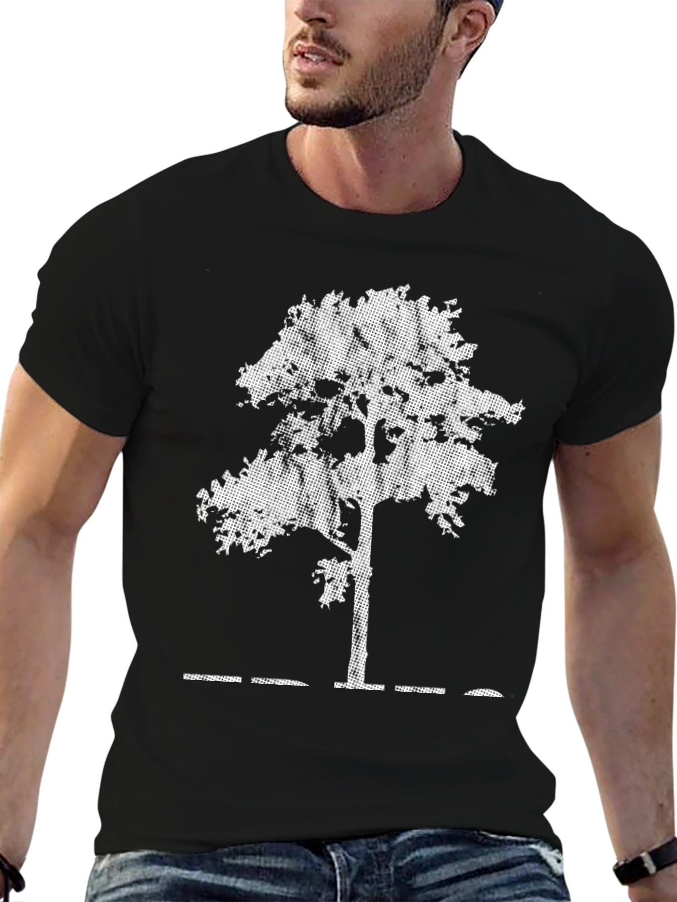 Modern Tree Graphic Black T-Shirt