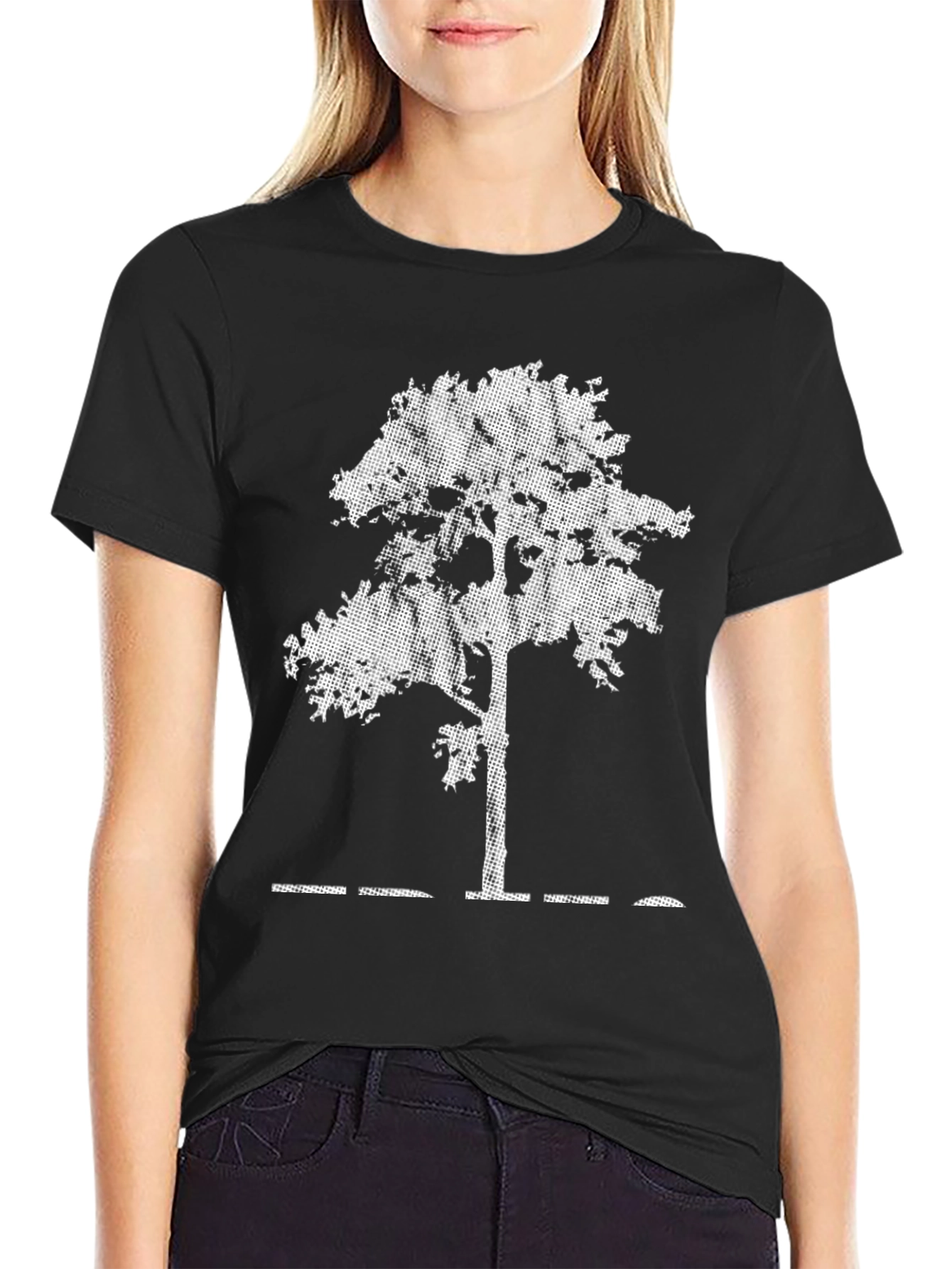 Modern Tree Graphic Black T-Shirt