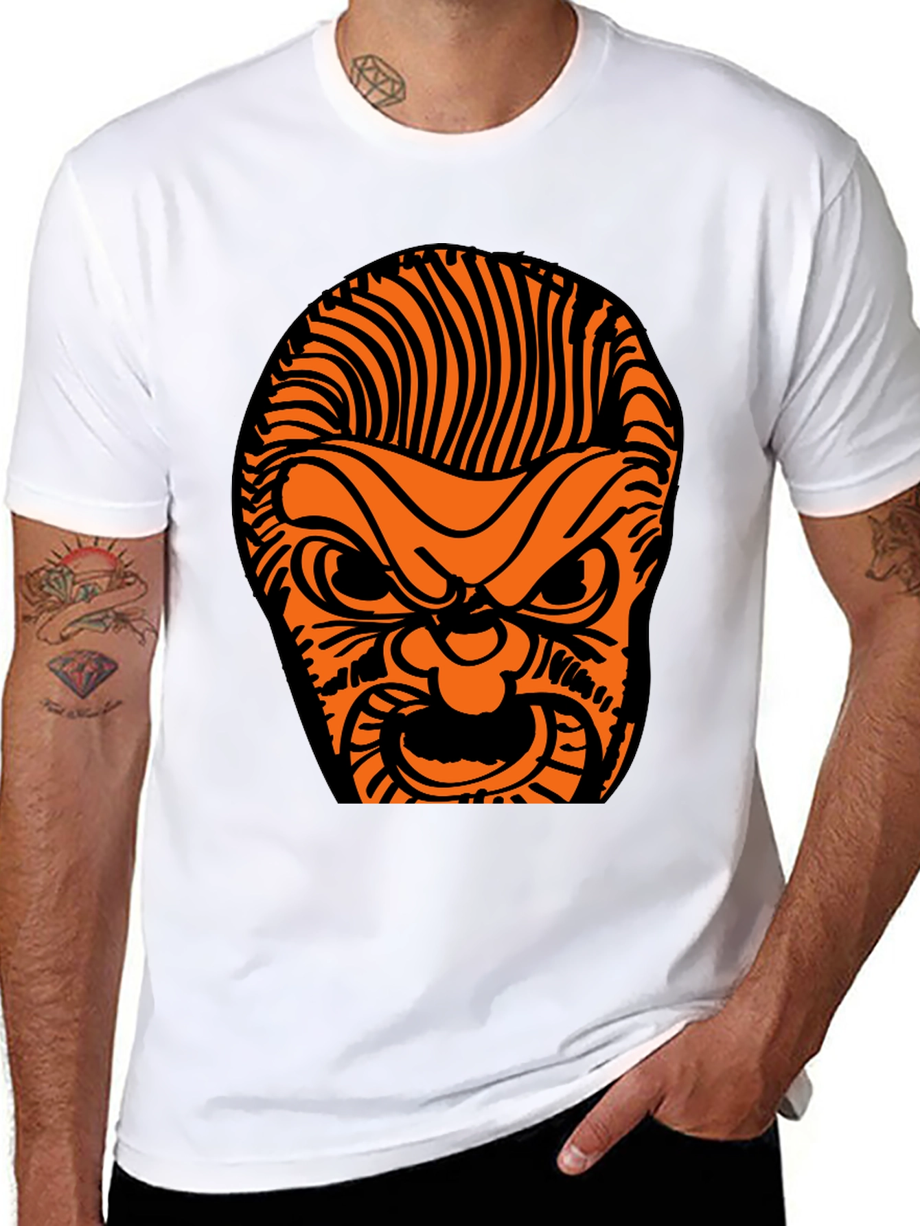 Graphic Tee - Angry Orange Face Design