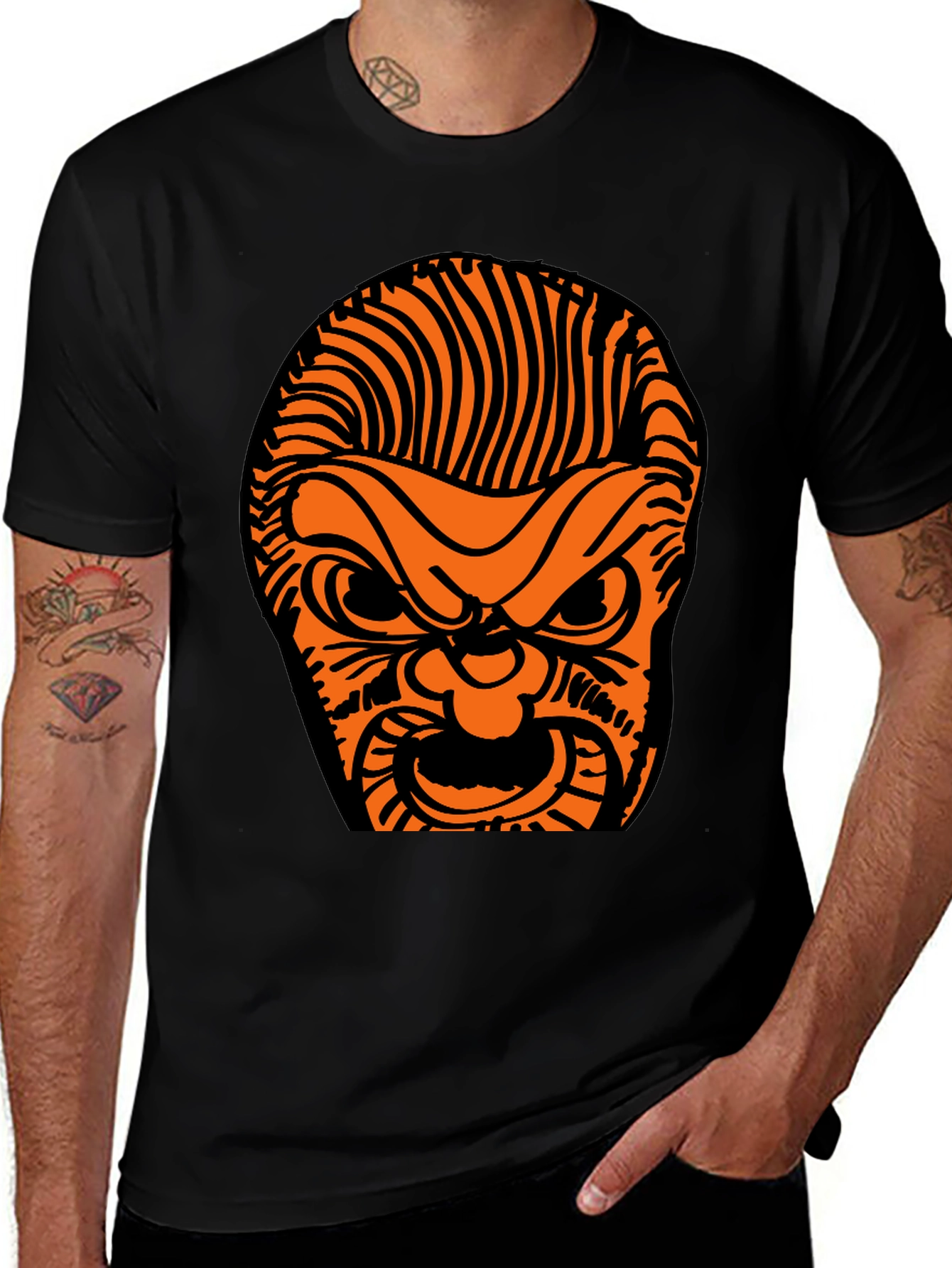 Graphic Tee - Angry Orange Face Design