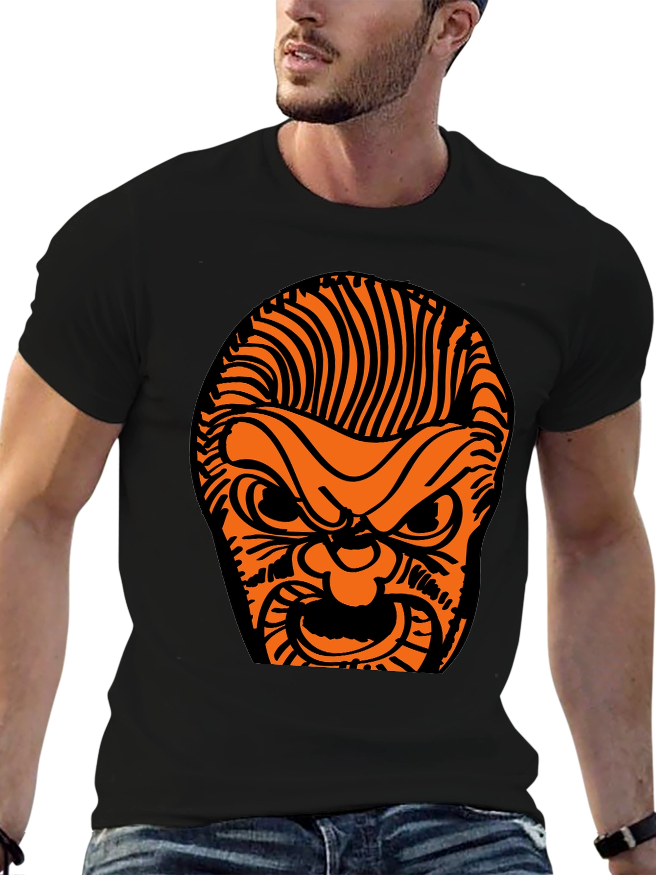 Graphic Tee - Angry Orange Face Design